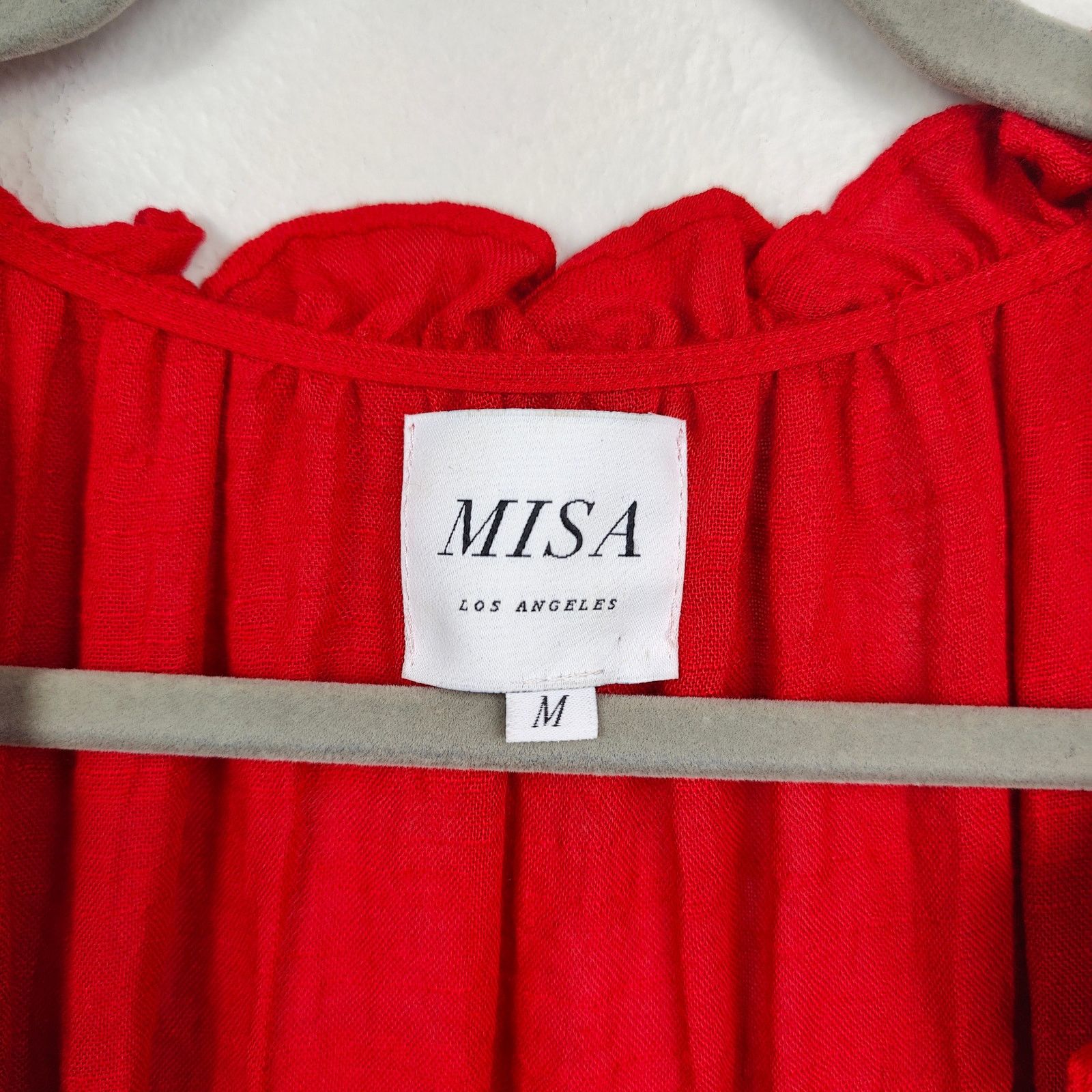 MISA Los Angeles Misa Midi Dress Womens Medium Red Tiered Tassel Boho Size M / US 6-8 / IT 42-44 - 8 Thumbnail