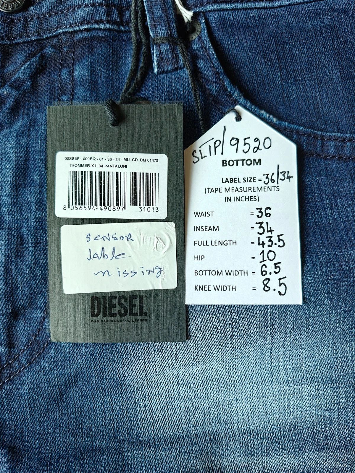 Diesel Diesel THOMMER-X L.34 MENS JEANS SLTP/9520 Size US 36 / EU 52 - 5 Thumbnail