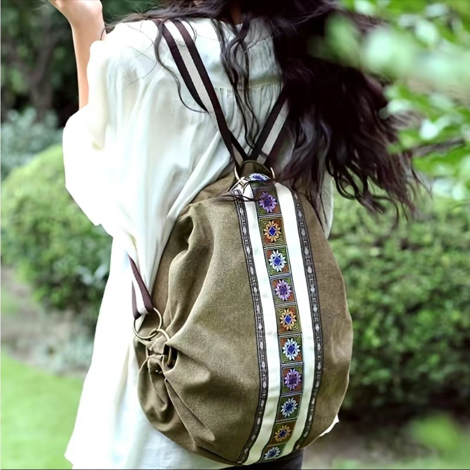 Other Embroidered Canvas Backpack high quality witchy core granola Size ONE SIZE - 1 Thumbnail