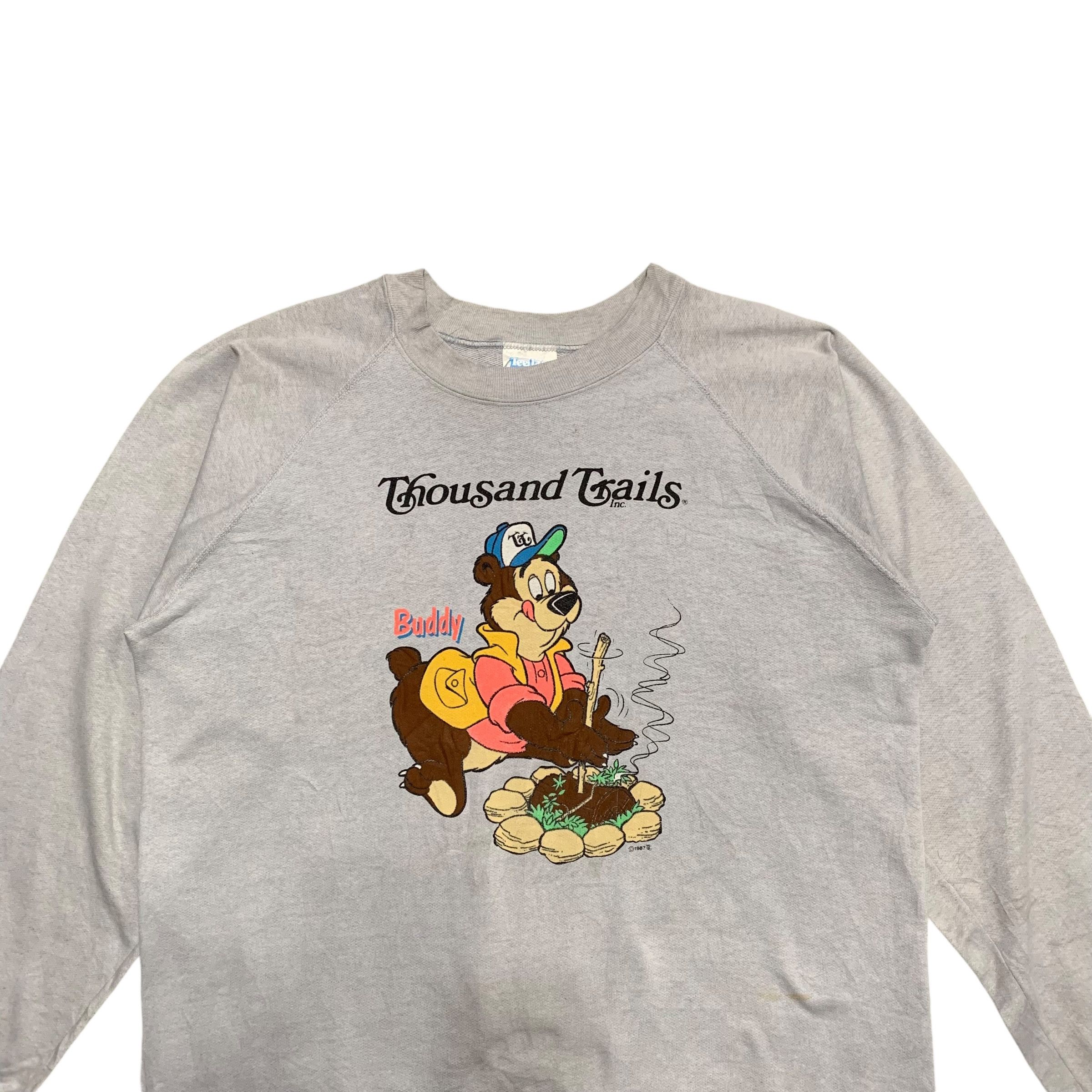 TEE JAYS Vintage 80s Thousand Trails Big Print Sweatshirt Size US L / EU 52-54 / 3 - 3 Thumbnail