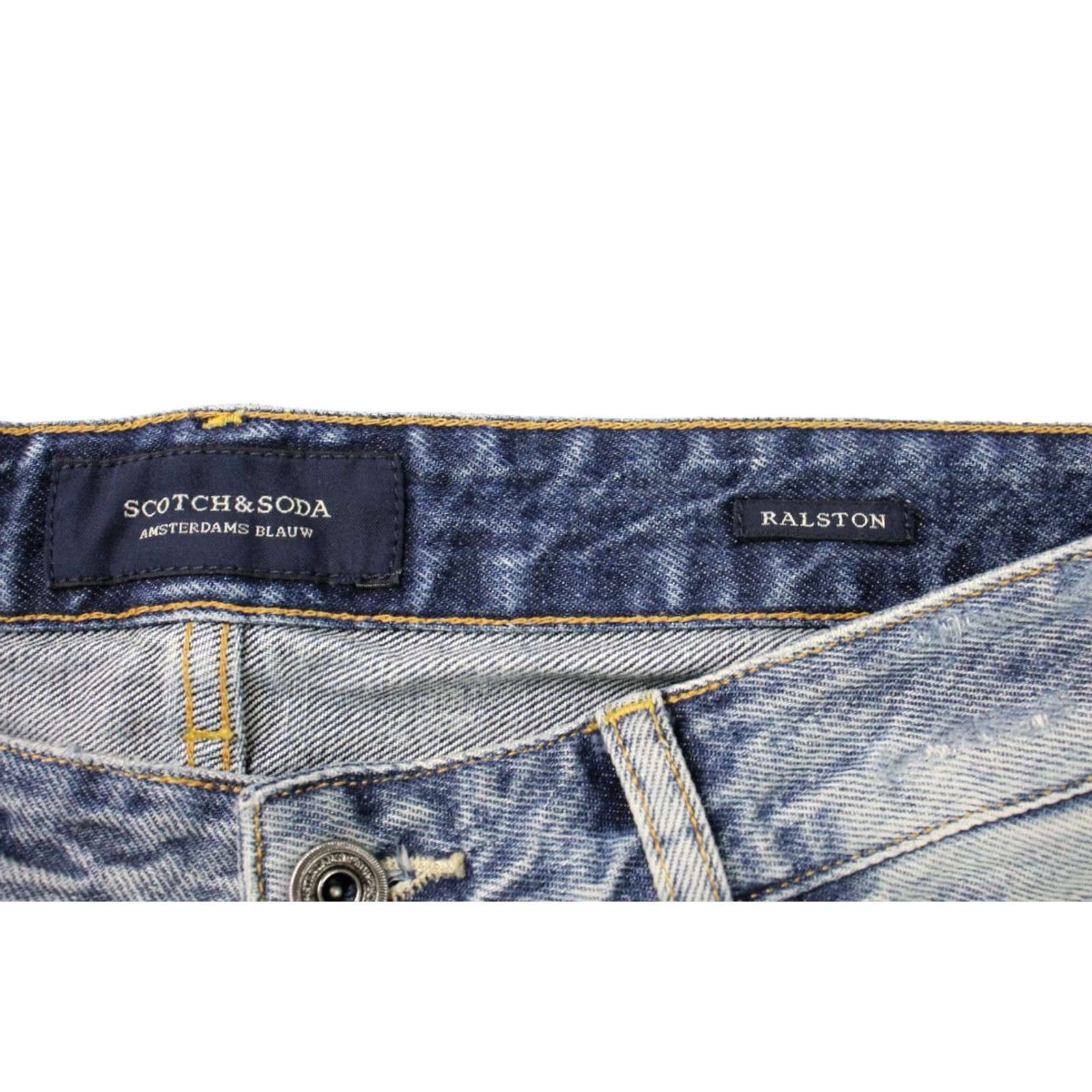 Scotch & Soda SCOTCH & SODA Ralston Jeans Men's W30/L32 Regular Slim Distress Button Fly Blue Denim Casual Jeans Mens Size US 30 / EU 46 - 6 Thumbnail