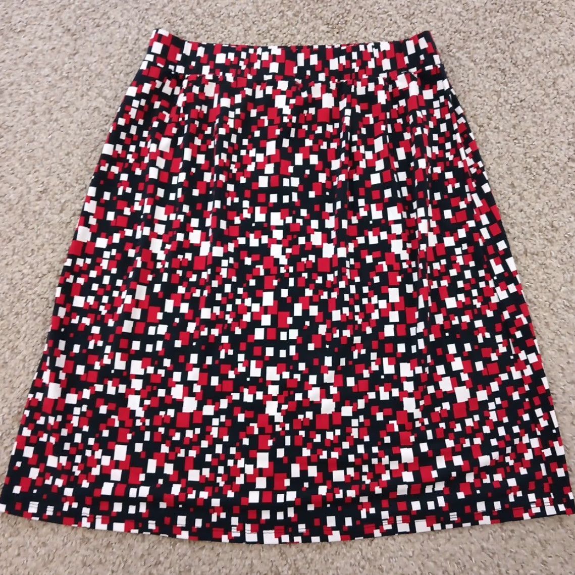 Vintage Casual Corner Annex Skirt PS Petite Short Red Geometric A-Line Pull On Women Size 28" / US 6 / IT 42 - 6 Thumbnail