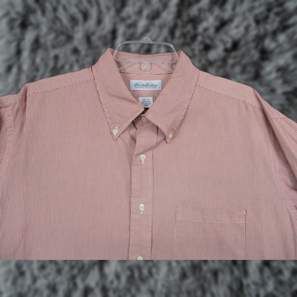 Brooks Brothers VINTAGE Brooks Brothers Shirt Mens 18.5-35 Red Stripe Dress Shirt USA 100% Cotton Long Sleeve Button-Down Collar Mens Red Striped Pattern Size US XXL / EU 58 / 5 - 1 Thumbnail