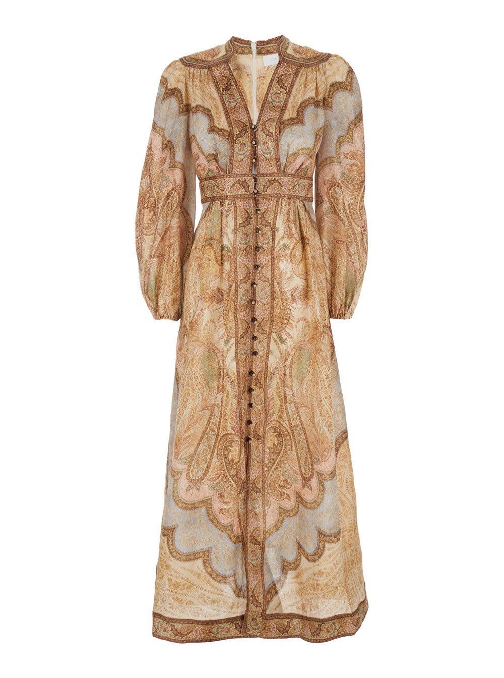 Zimmermann 'Wanderlust' Multicolor Long Dress with V Neck and All-Over Paisley Motif in Linen Woman Size M / US 6-8 / IT 42-44 - 1 Thumbnail