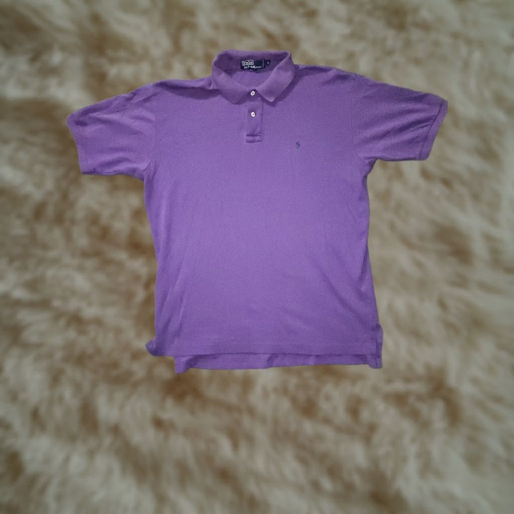Polo Ralph Lauren VINTAGE Polo Ralph Lauren Polo Shirt Mens Large Purple Classic Fit Short Sleeve Cotton Size US L / EU 52-54 / 3 - 1 Thumbnail