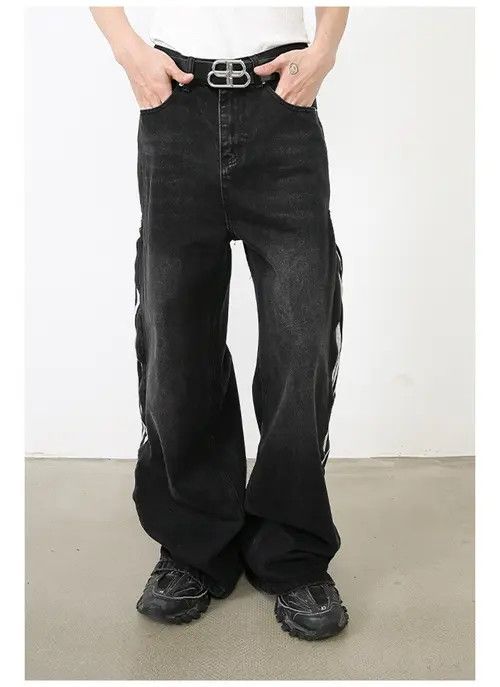 Jean Matsumaru x Mei Track Baggy Black Denim Jeans Size US 30 / EU 46 - 5 Thumbnail