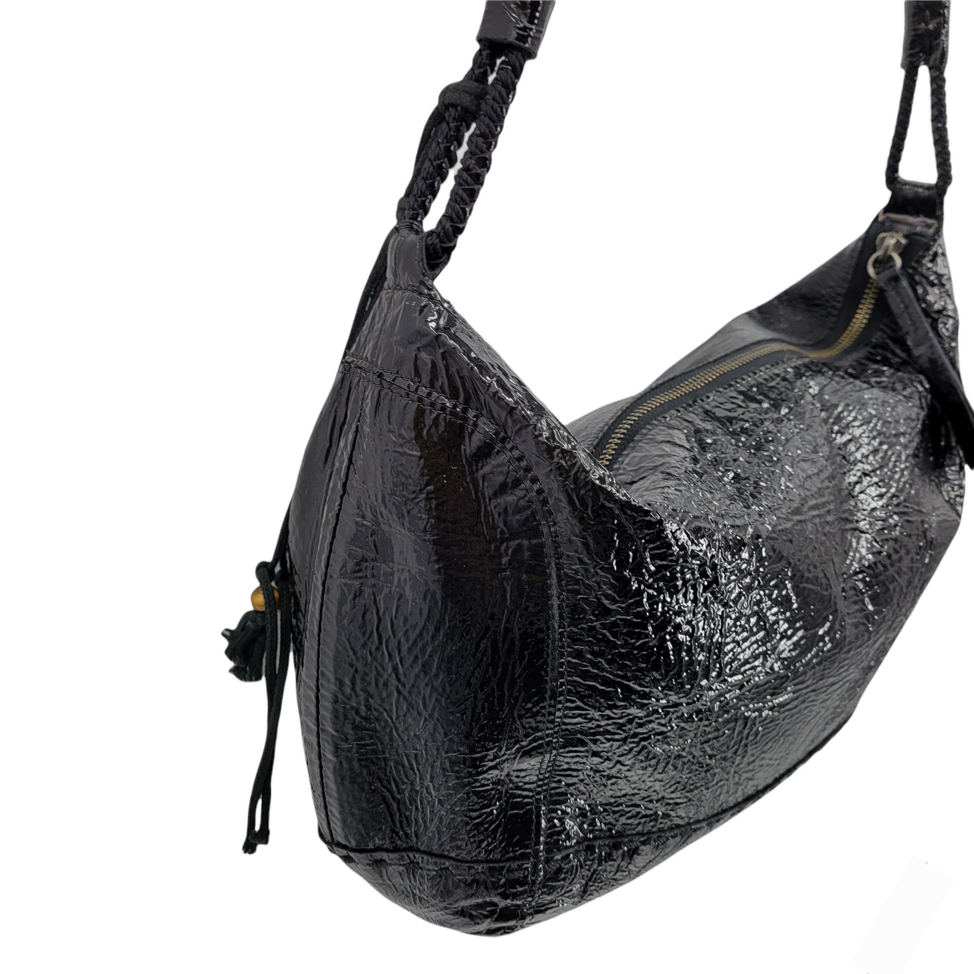 The Sak The Sak Black Leather Shoulder Bag Alternative Grunge Shiny Size ONE SIZE - 8 Thumbnail
