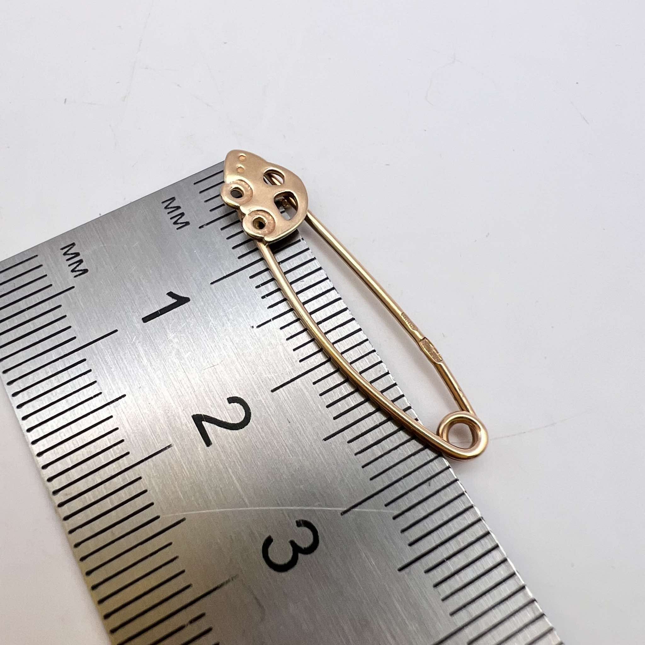 Jewelry Vintage Rose Gold 585 14K Safety Pin Brooch Needle 0.9 gr Size ONE SIZE - 4 Thumbnail