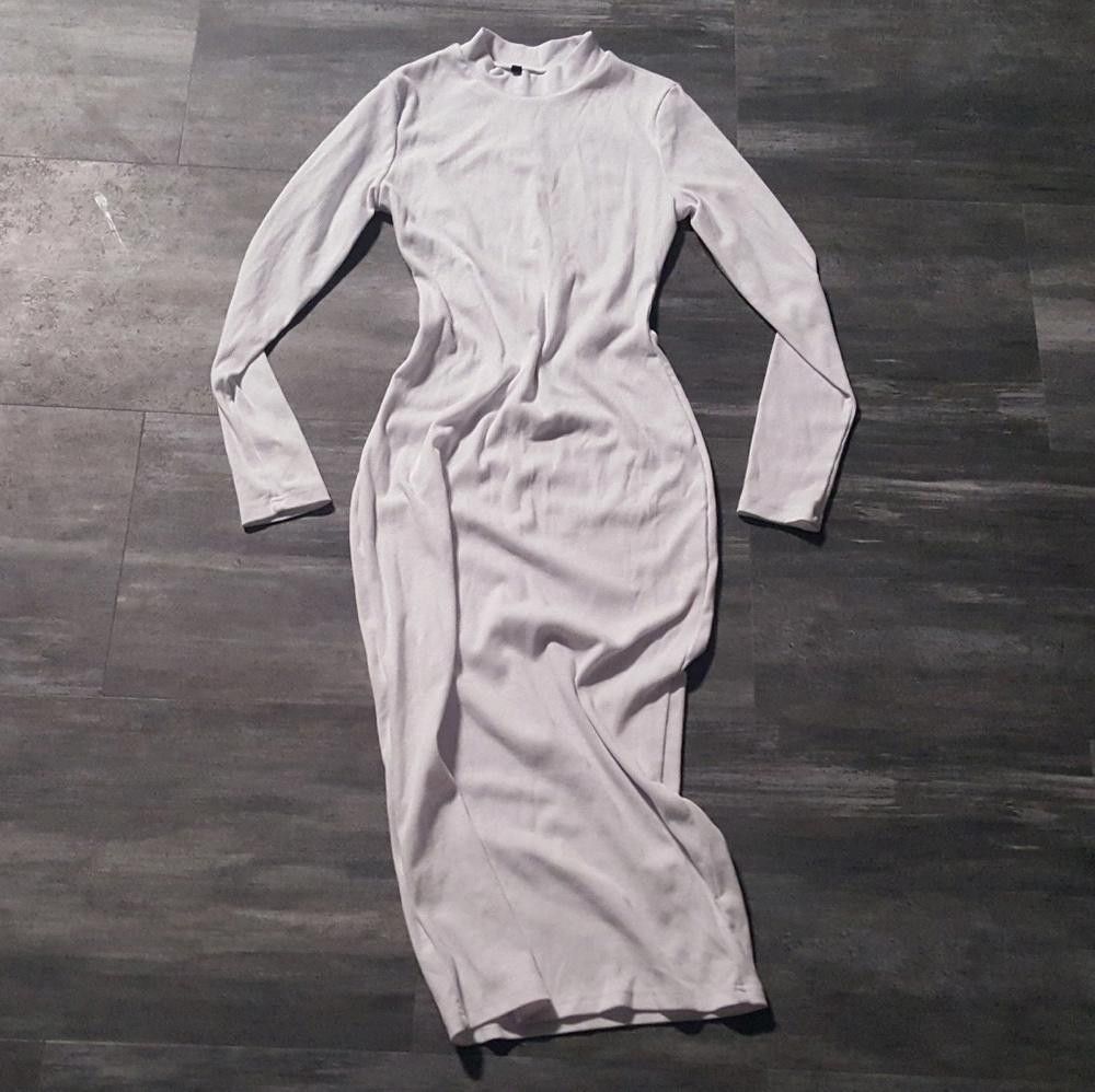 Designer White Ribbed Long Business Midi Size S / US 4 / IT 40 - 1 Thumbnail