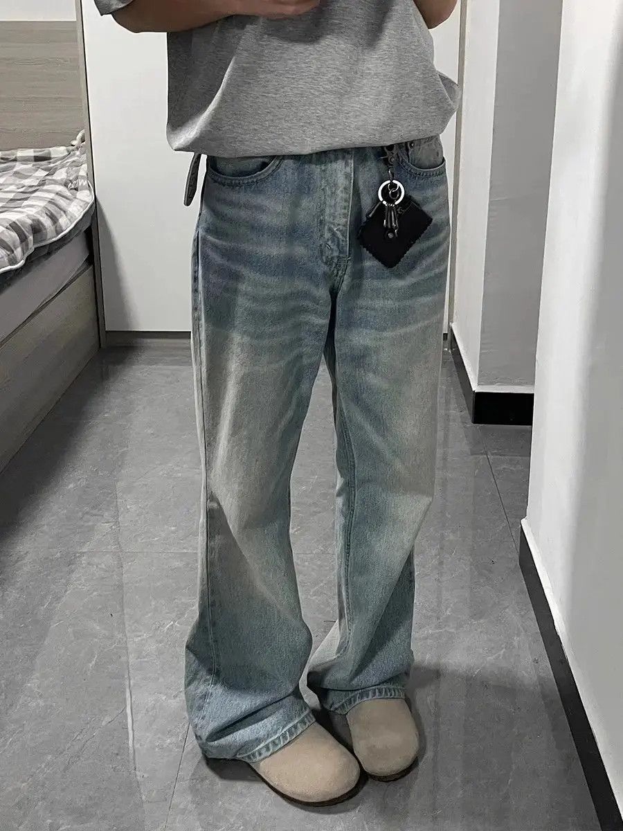 Japanese Brand × Jean Loose straight washed micro flared jeans Size US 30 / EU 46 - 1 Thumbnail