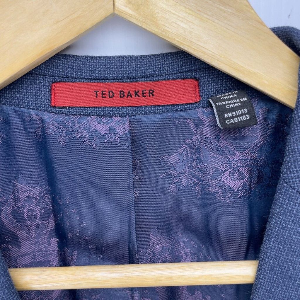 Ted Baker TED BAKER LONDON No Ordinary Joe Wool Blend Blue Blazer Size 44L - 5 Thumbnail