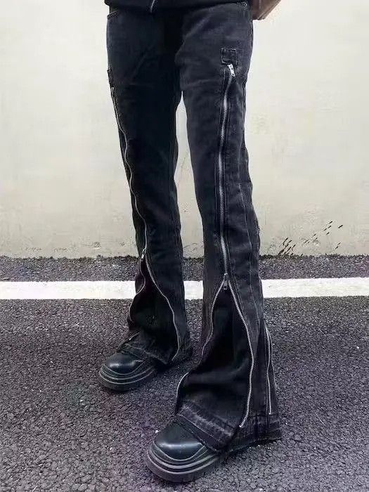 Japanese Brand × Jean Flared Zip Up Black Jeans Size US 32 / EU 48 - 2 Thumbnail
