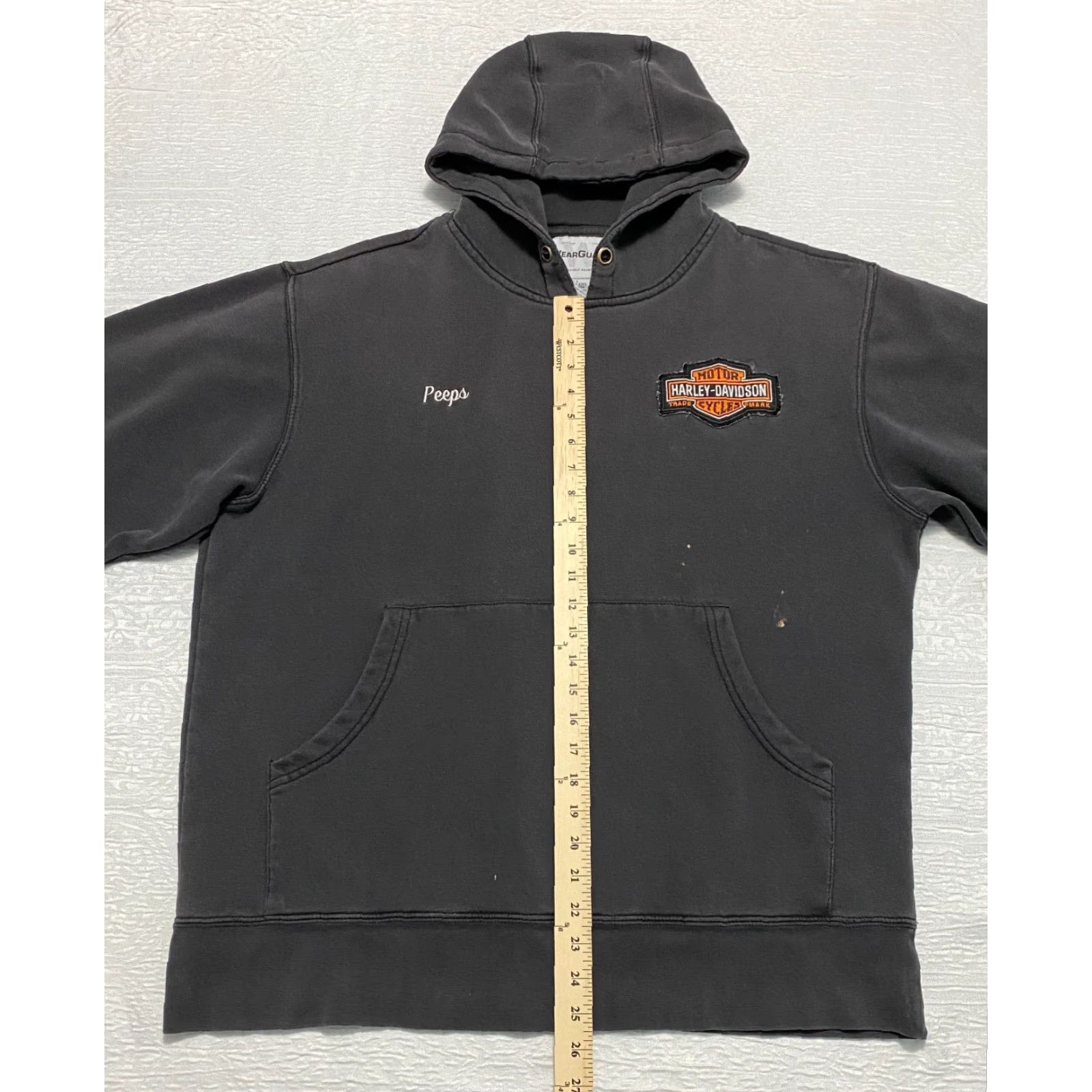 Harley Davidson VINTAGE Harley-Davidson Shop Mens L Pullover Hooded Sweatshirt Black Peeps Size US L / EU 52-54 / 3 - 6 Thumbnail