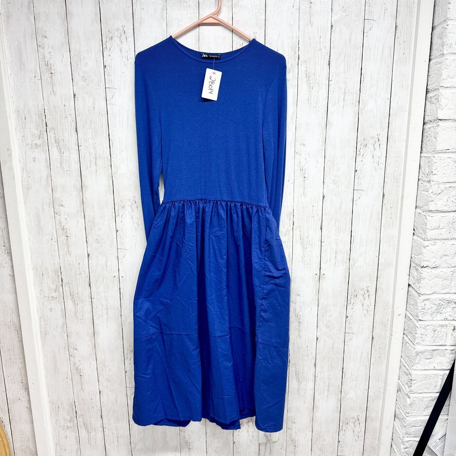 Zara Zara Dress Size Large Ribbed Mixed Media Fit Flare Midi Size L / US 10 / IT 46 - 1 Thumbnail
