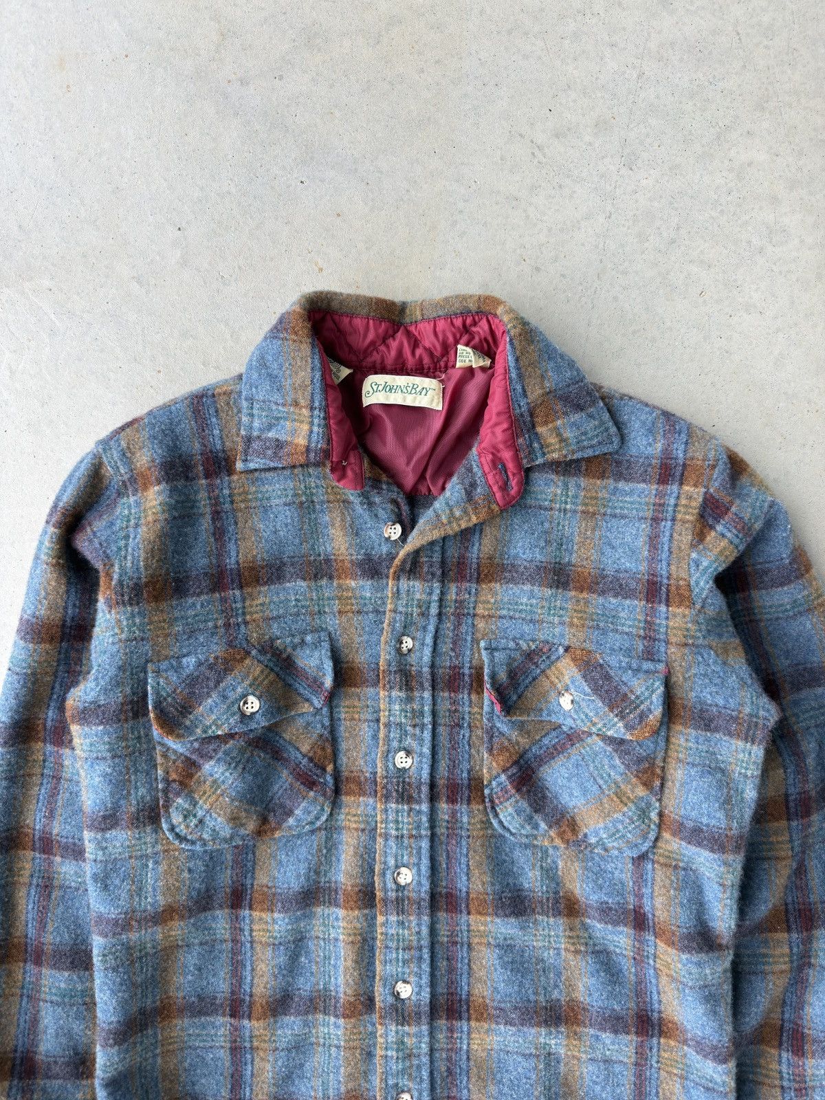Vintage Vintage 90s St. John’s Bay Blue Plaid Wool Flannel Size US M / EU 48-50 / 2 - 3 Thumbnail