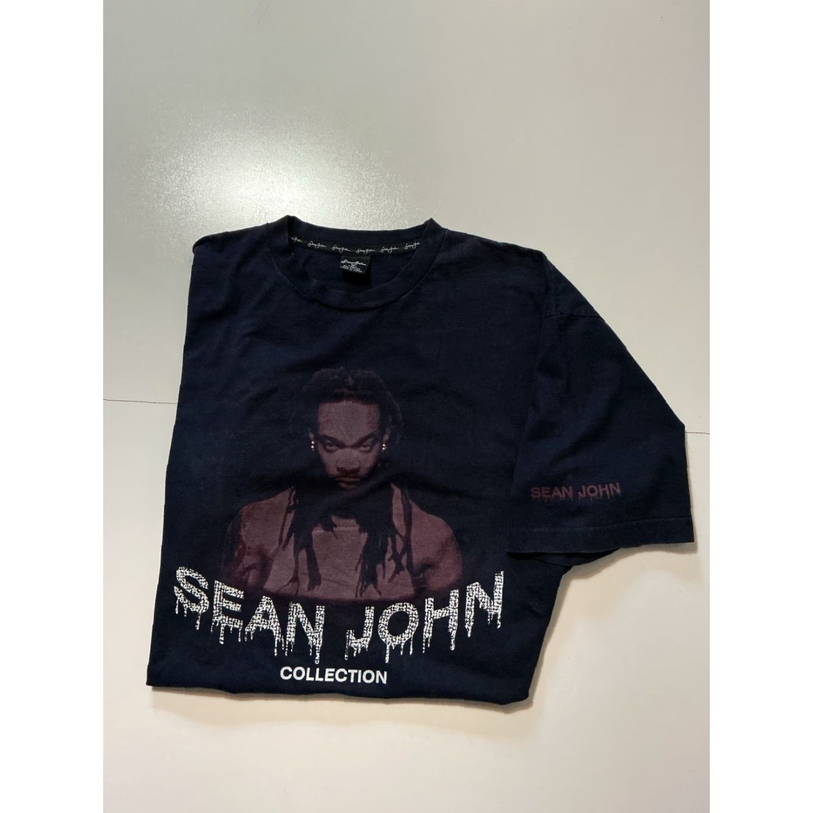Sean John VINTAGE Sean John T-Shirt XL Hip Hop Graphic Studded Navy Blue Busta Rhymes Men Shirts Mens XL Size US XL / EU 56 / 4 - 2 Thumbnail