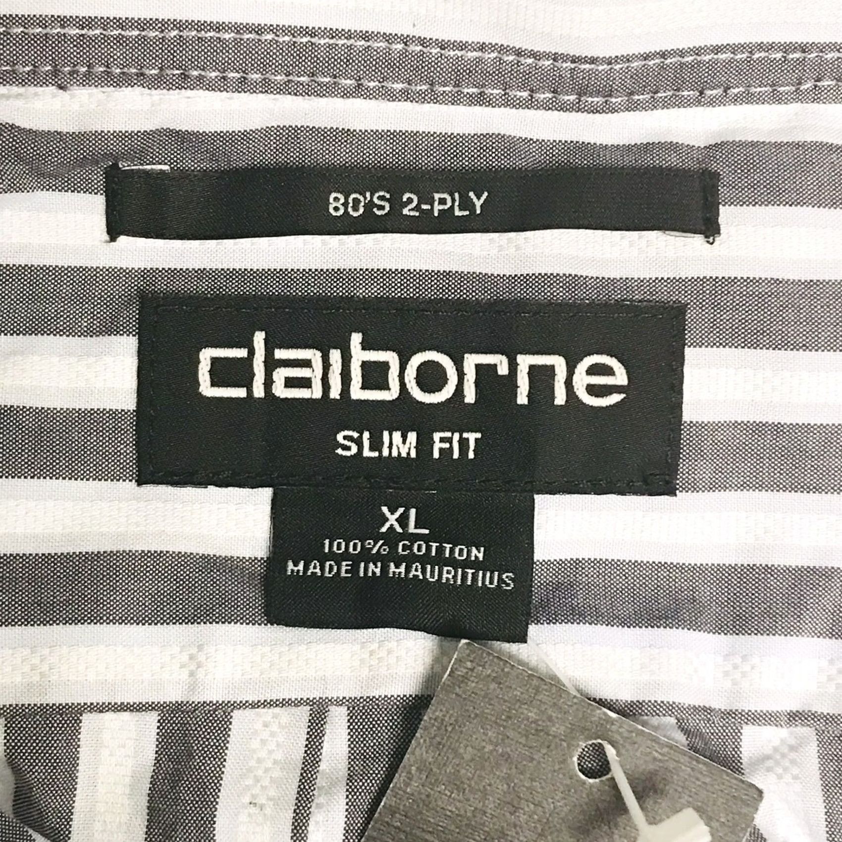 Liz Claiborne Claiborne Men Blue Palermo Stripe 80s 2-Ply Slim Fit Button Long Sleeve Shirt XL Size US XL / EU 56 / 4 - 2 Thumbnail