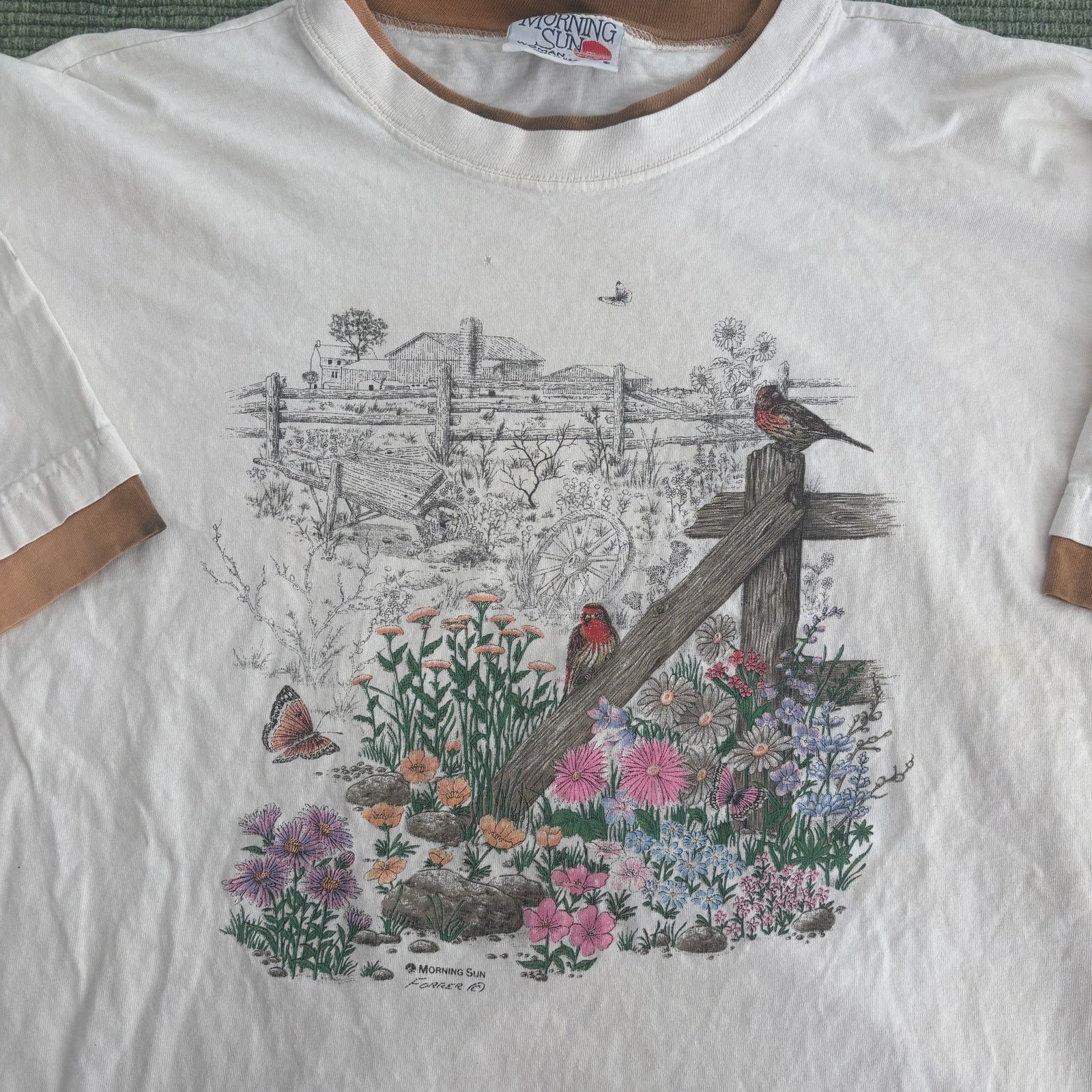 Vintage Vintage 90s big size morning sun nature grandma tee shirt Size US XXL / EU 58 / 5 - 2 Thumbnail