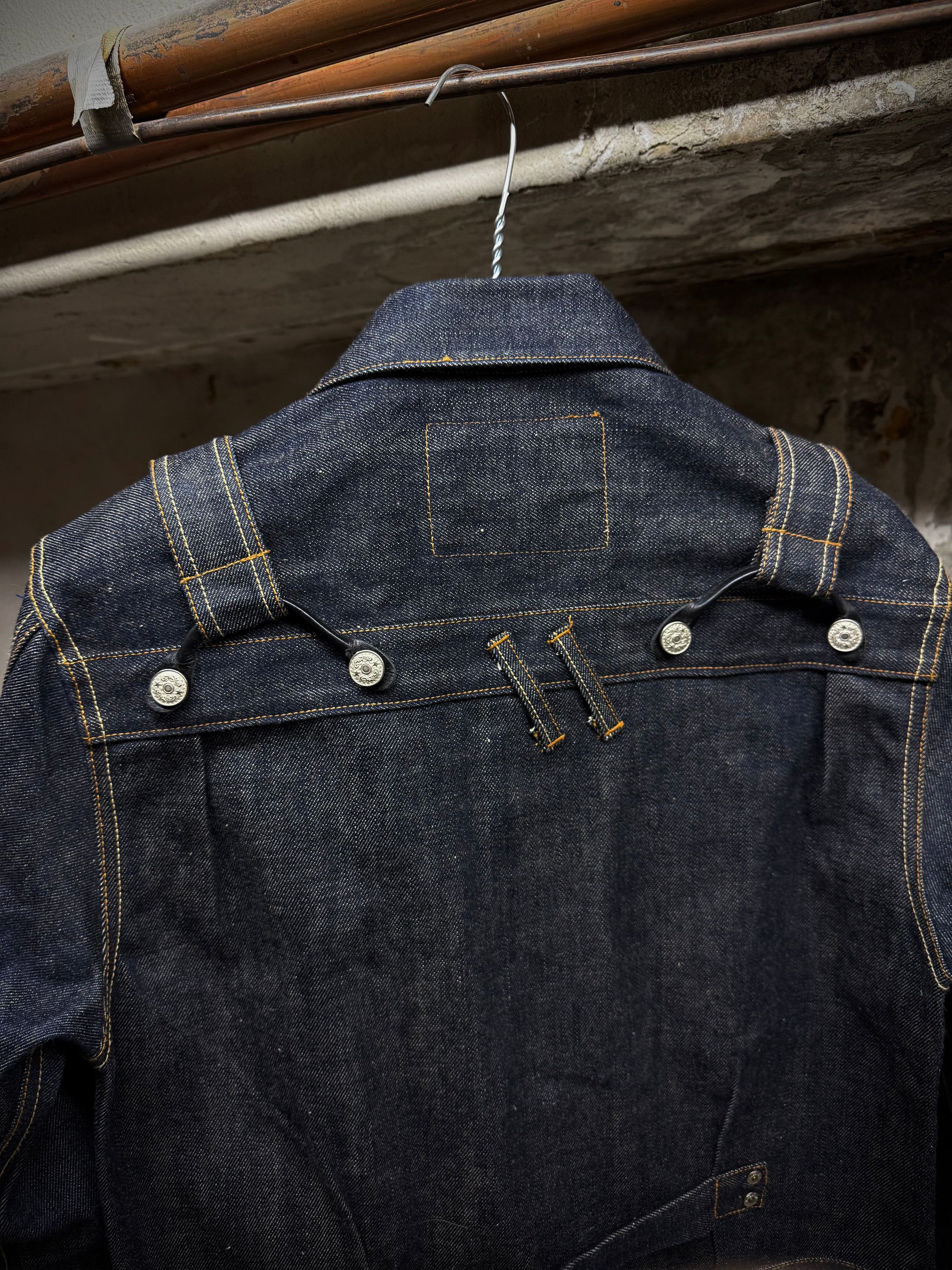 Yuji Yamada Yuji Yamada Leather Harness Denim Jacket Size US S / EU 44-46 / 1 - 8 Thumbnail