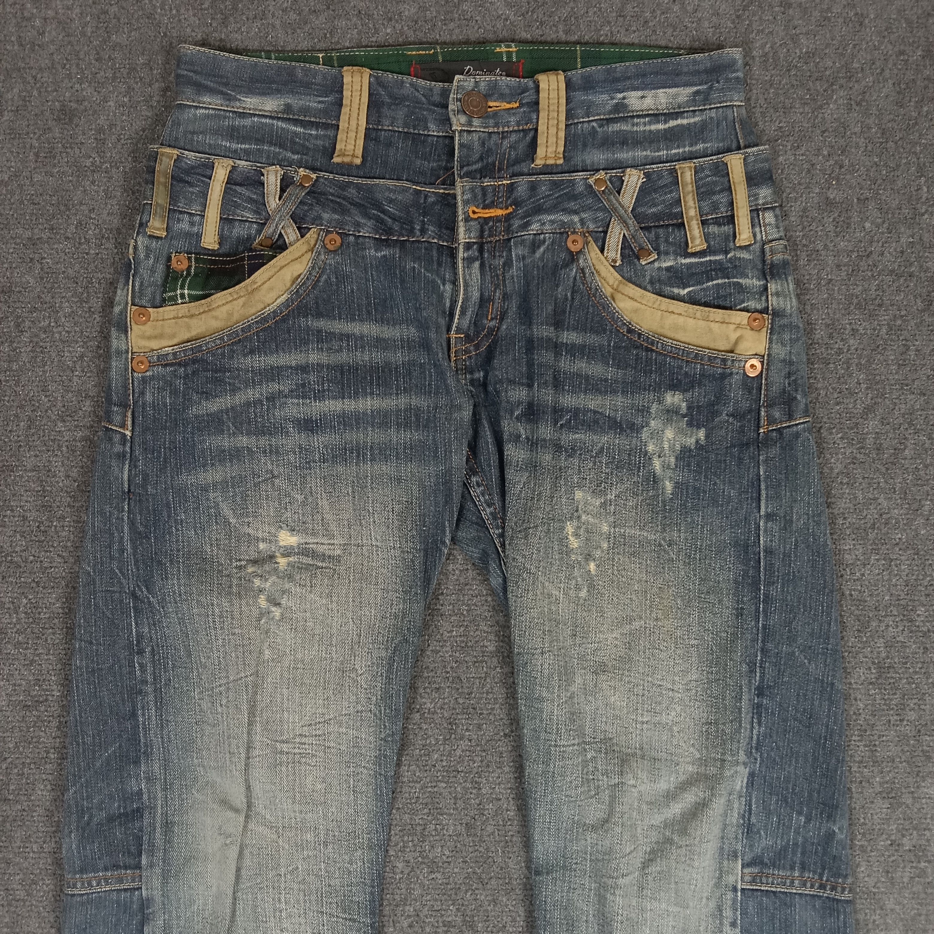 Japanese Brand × Vintage Dominate Handcrafted Double Waist Rock Style Jeans Size US 30 / EU 46 - 5 Thumbnail
