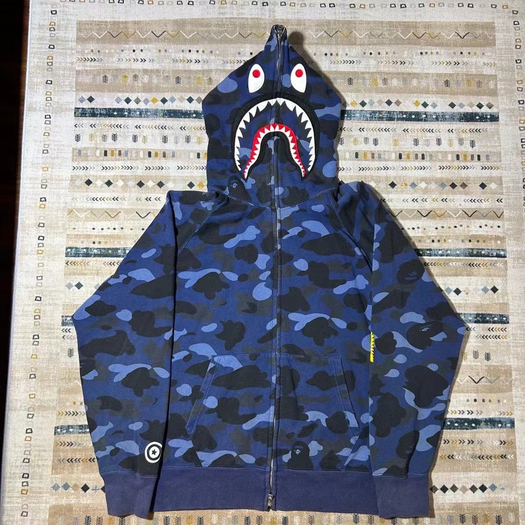 Pre-owned Bape Color Camo Shark Full Zip Hoodie In Blue