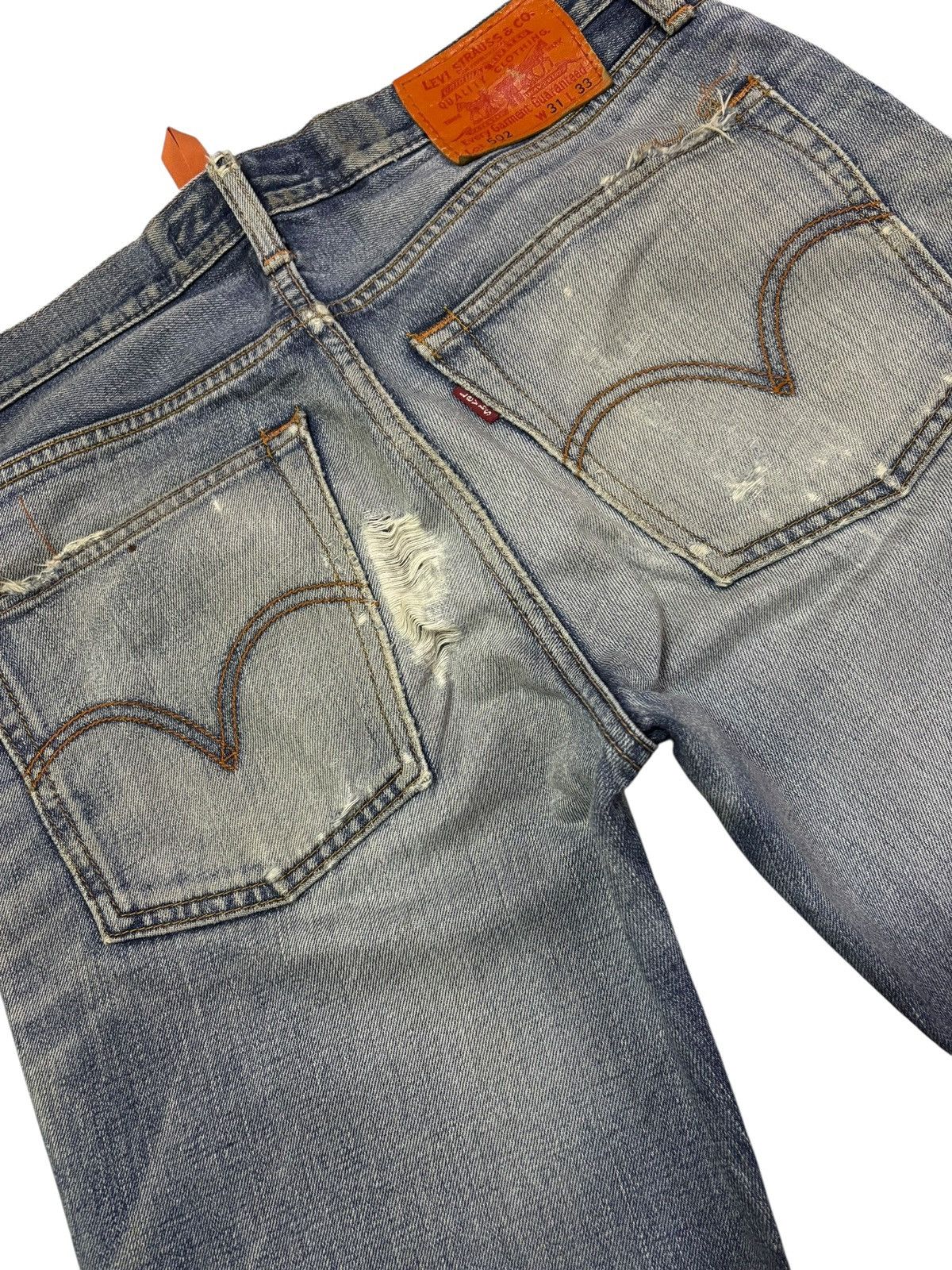 Levi's Vtg 90s Levis 502 Orange Tag Distressed Jeans Size US 32 / EU 48 - 6 Thumbnail