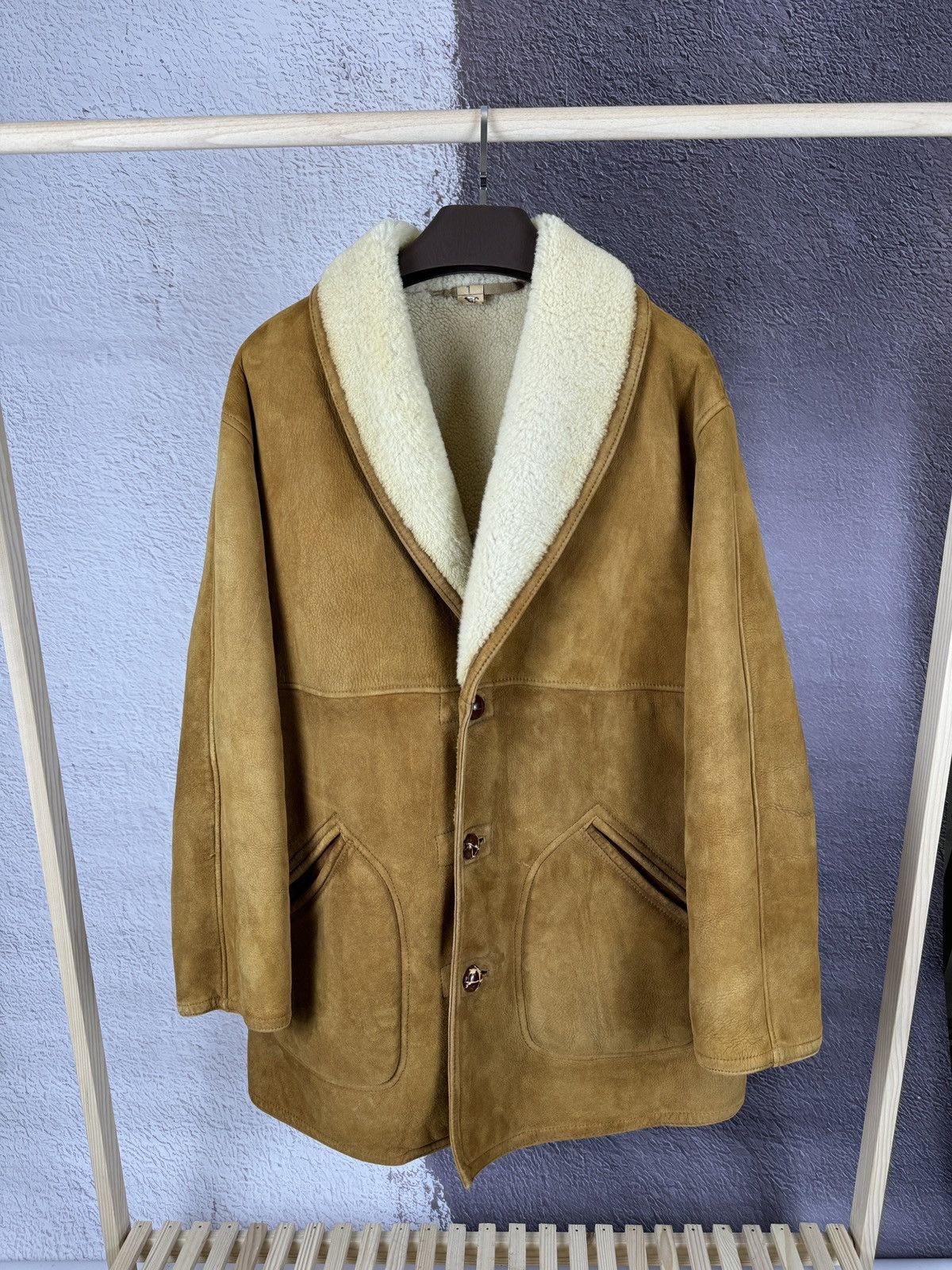 image of Burberry’S Prorsum Vintage 90's Shearling Leather Sherpa Coat in Brown, Men's (Size Medium)