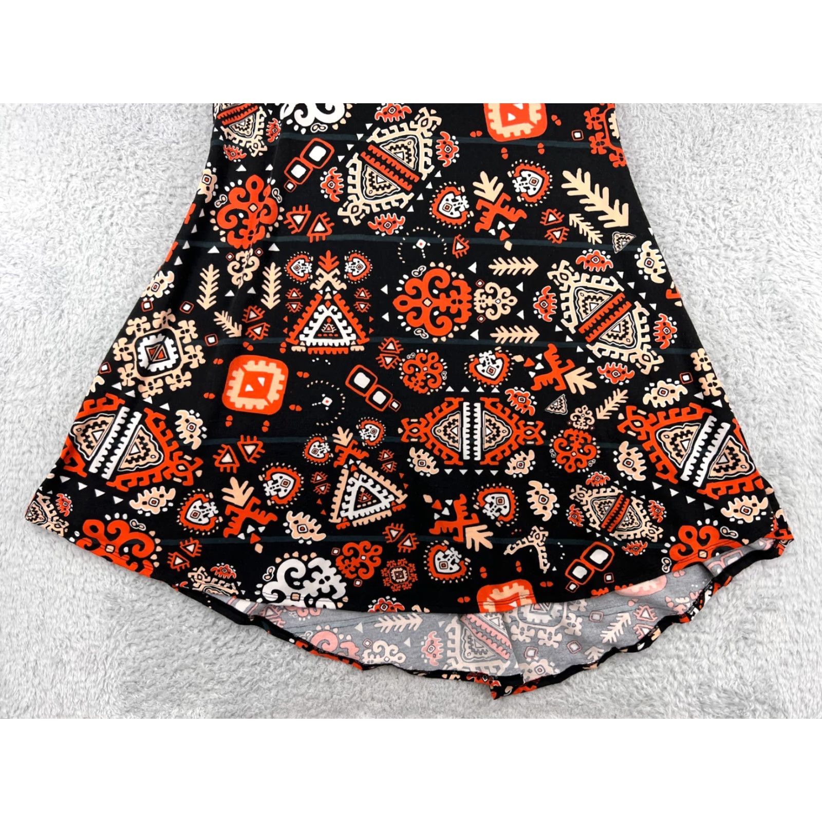Vintage LuLaRoe Dress Womens M Black Orange Aztec Southwestern Polyester Blend Short Sleeve Round Neck Pullover Knee Length Vintage No Size M / US 6-8 / IT 42-44 - 6 Thumbnail