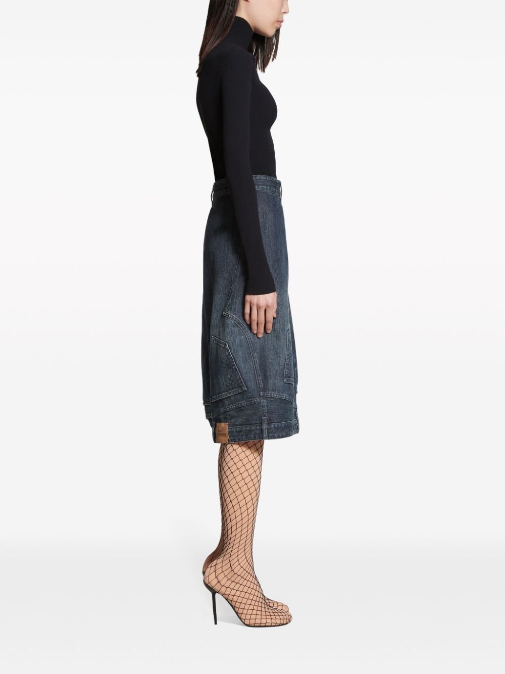 Balenciaga o1bcso1str0525 Deconstructed Midi Skirt in Dark Blue Size 25" / US 0 / IT 36 - 3 Thumbnail
