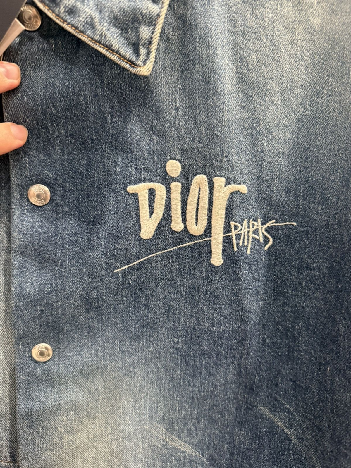Dior × Stussy Dior Stussy Denim Logo Bee Jacket Size US L / EU 52-54 / 3 - 3 Thumbnail