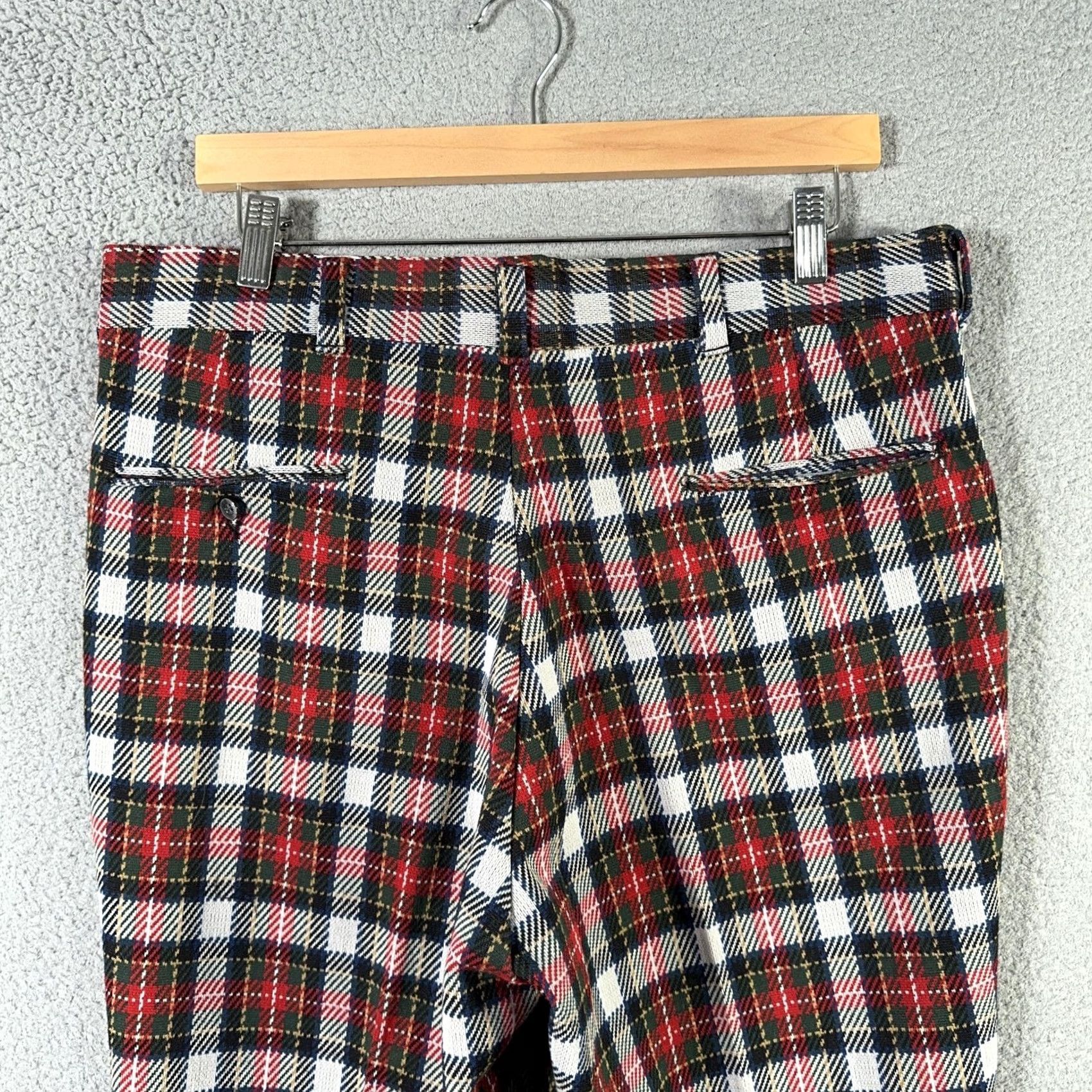 Sears VINTAGE Kings Road Pants 60s Mens 36 Red Tartan Plaid Perma Prest Flared Sears Size US 36 / EU 52 - 7 Thumbnail