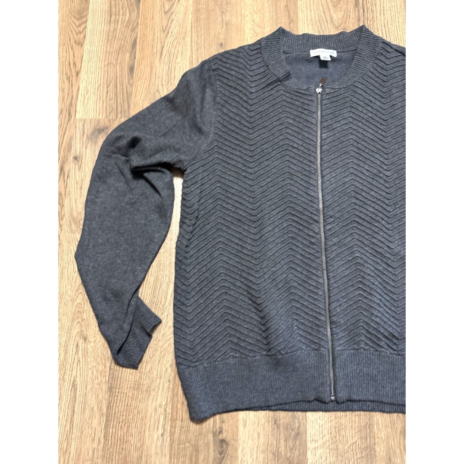 Croft & Barrow Croft & Barrow Sweater Women's Size Large Gray Long Sleeve Full Zip Size L / US 10 / IT 46 - 3 Thumbnail