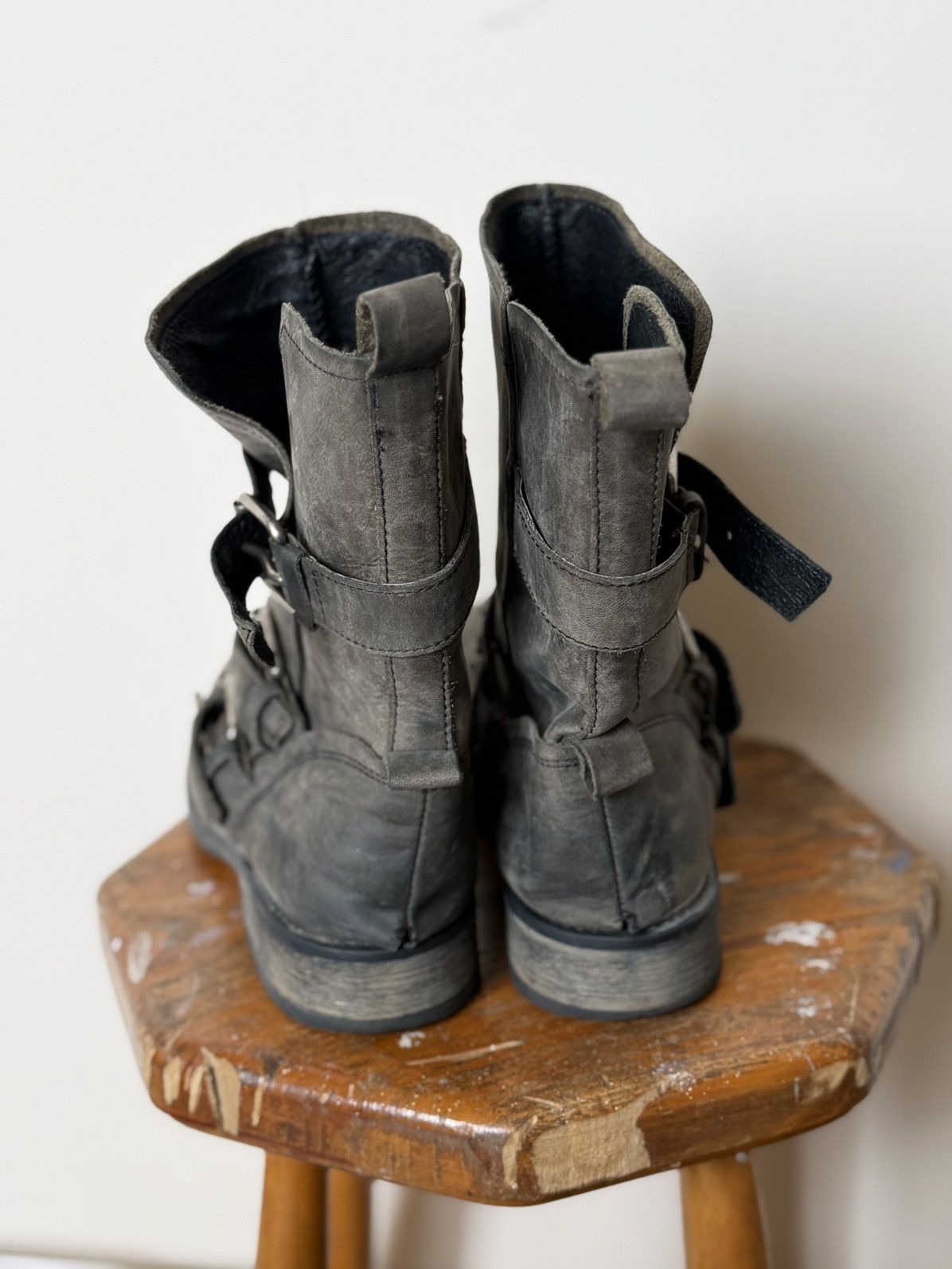 Japanese Brand Black Suede Distressed belted Ankle boots Vintage A.S. 98 Size US 8 / EU 41 - 10 Thumbnail