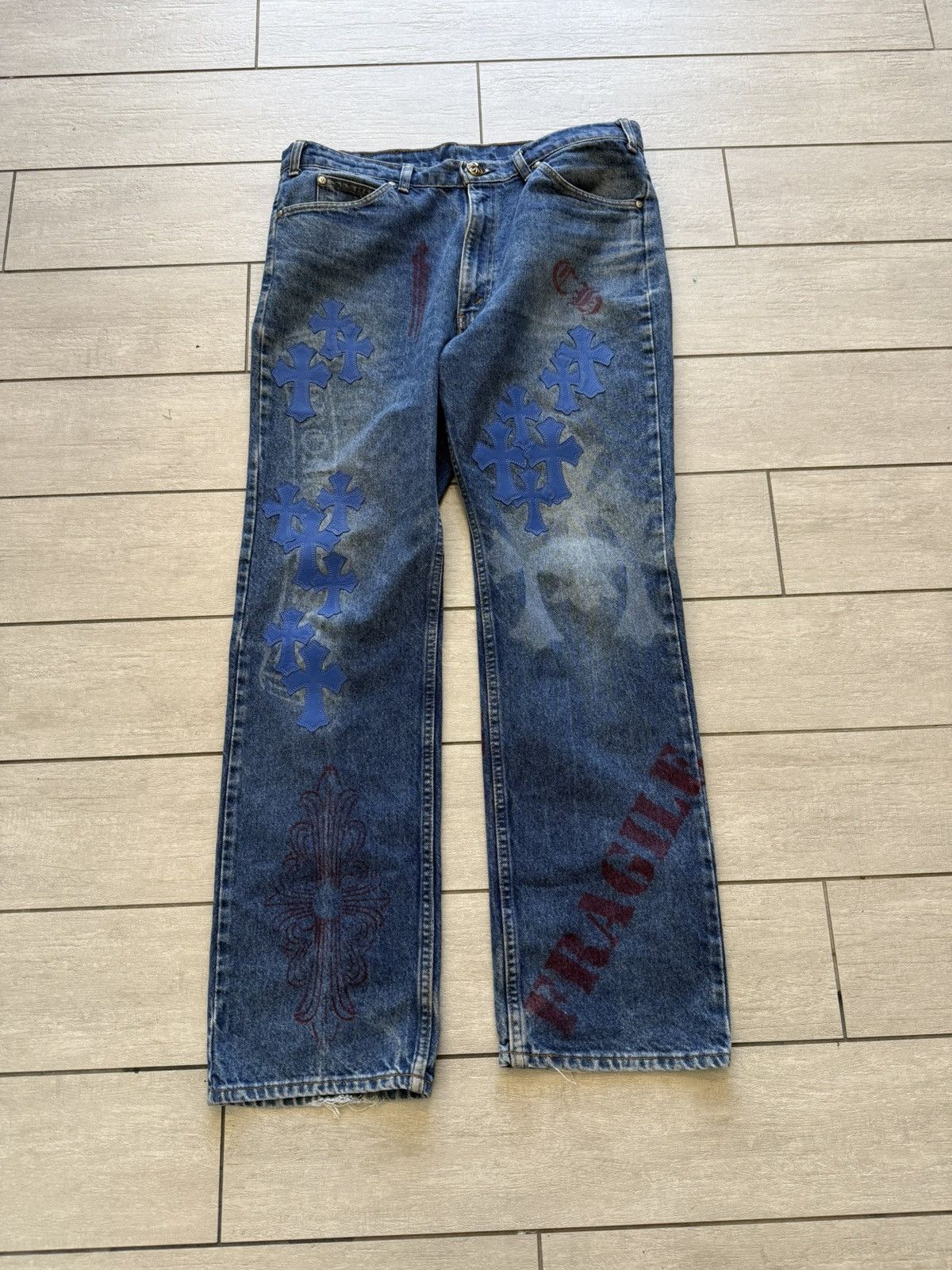 Chrome Hearts CHROME HEARTS STENCIL JEANS Size US 34 / EU 50 - 1 Thumbnail