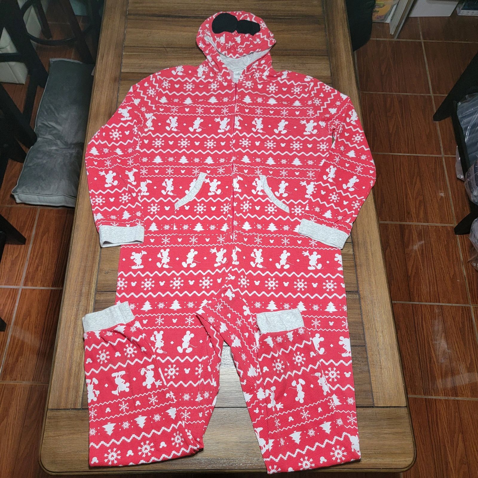 Disney Disney Christmas Mickey Hooded Long Johns w/ Pockets - Large Size L / US 10 / IT 46 - 1 Thumbnail