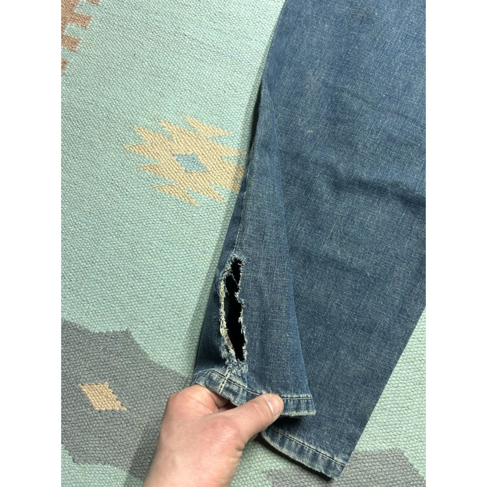 Old Navy VINTAGE Old Navy Jeans Men 32x30 Denim Wide-Leg Mechanics Baggy Skater Workwear Blue Size US 32 / EU 48 - 3 Thumbnail
