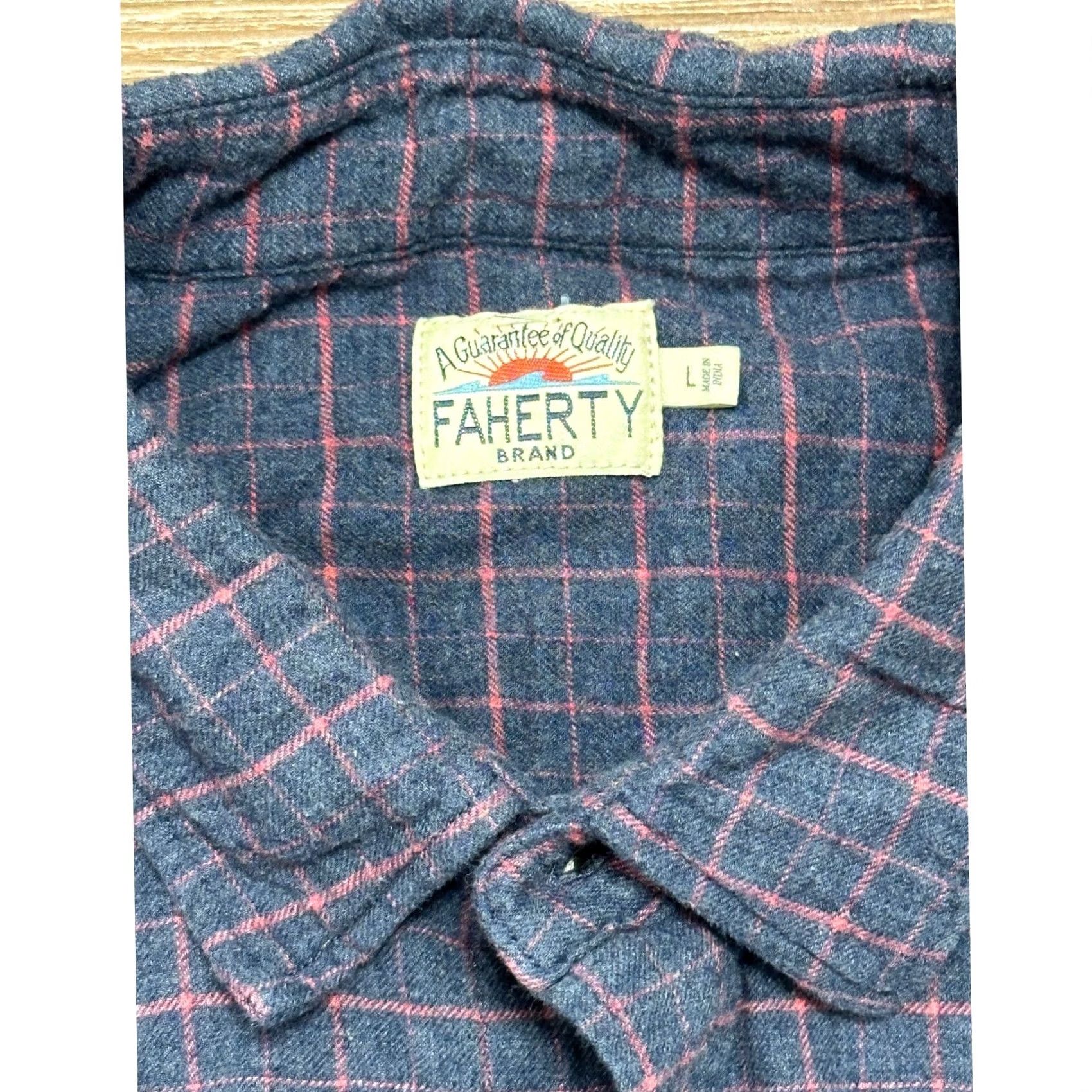Faherty FAHERTY Mens Blue Pink Plaid Stretch Flannel Shirt Size Large Size US L / EU 52-54 / 3 - 3 Thumbnail