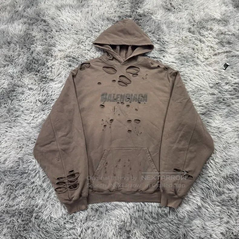 Balenciaga Balenciaga Double Layer Destroyed Hoodie Size US XXS / EU 40 - 1 Thumbnail