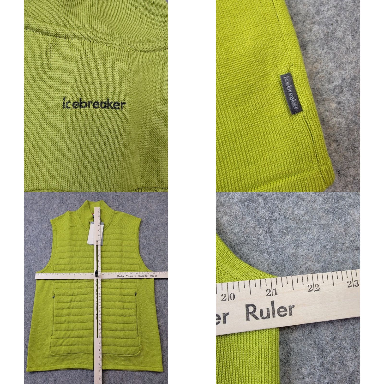 Icebreaker Icebreaker Insulated Vest Mens Large Wool Outdoor Camping, Quilted, Full Zip, Breathable, Pockets, Fall Winter Spring, Green, Regular Fit Size US L / EU 52-54 / 3 - 10 Thumbnail