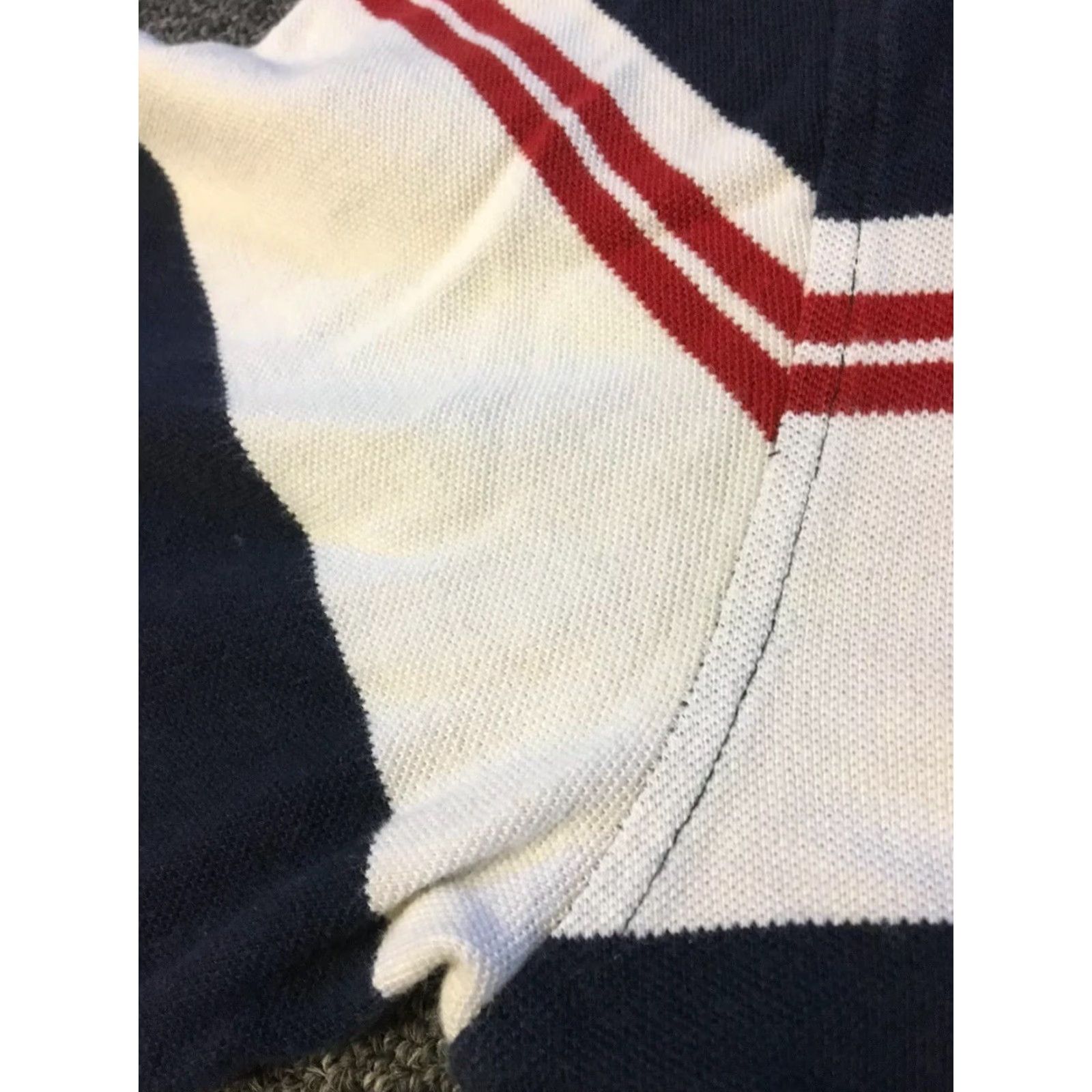 Tommy Hilfiger VINTAGE Tommy Hilfiger Striped Polo Shirt XL White/Blue/Red Men Short Sleeve USA 90s Nautical Polo Shirt Mens Size US XL / EU 56 / 4 - 4 Thumbnail