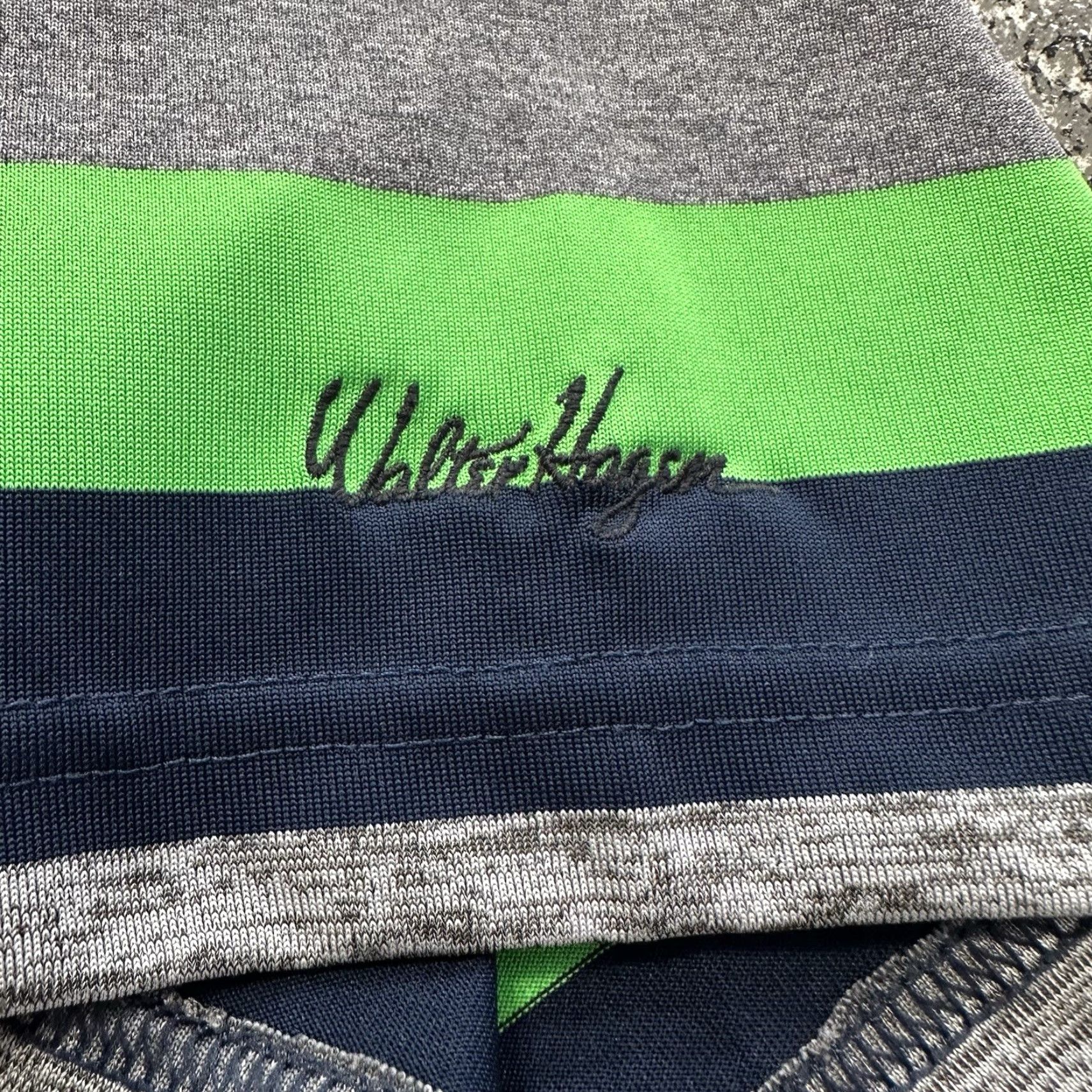 Vintage Walter Hagen Polo Shirt Mens L Striped Green Navy Collared Short Sleeve Golf Polo Size US L / EU 52-54 / 3 - 3 Thumbnail