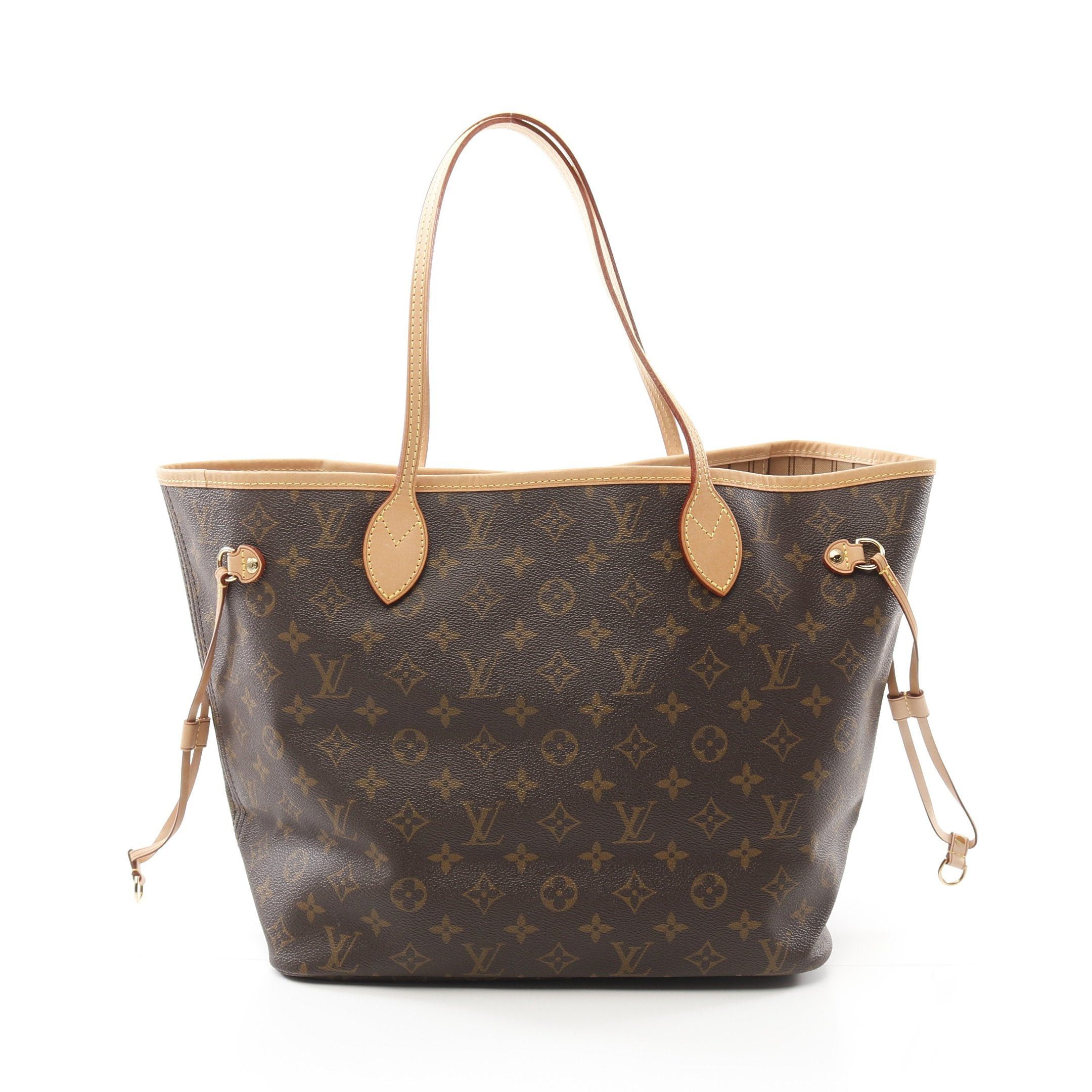 Louis Vuitton Neverfull Mm Monogram Shoulder Bag Tote Leather Brown