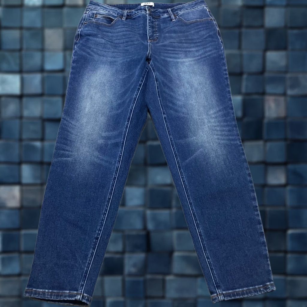 Vintage OAT New York Jeans 16W Blue Denim High Rise Skinny Plus Size 16W Womens 5-Pocket Style Medium Wash Cotton Polyester Spandex Size 38" / US 16 / IT 52 - 1 Thumbnail