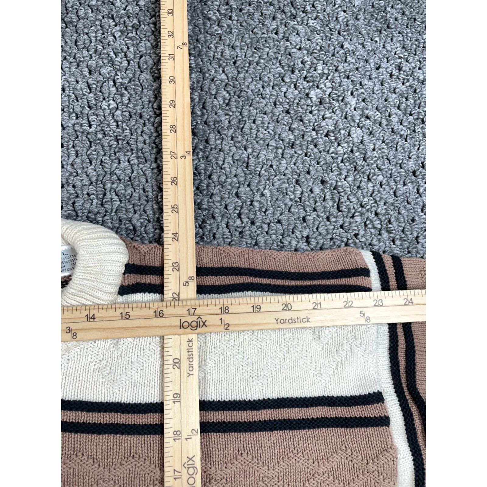 Sears VINTAGE Sears 80s Striped Sweater Adult Large Beige Brown Chunky-Knit Preppy Mens Size US L / EU 52-54 / 3 - 6 Thumbnail