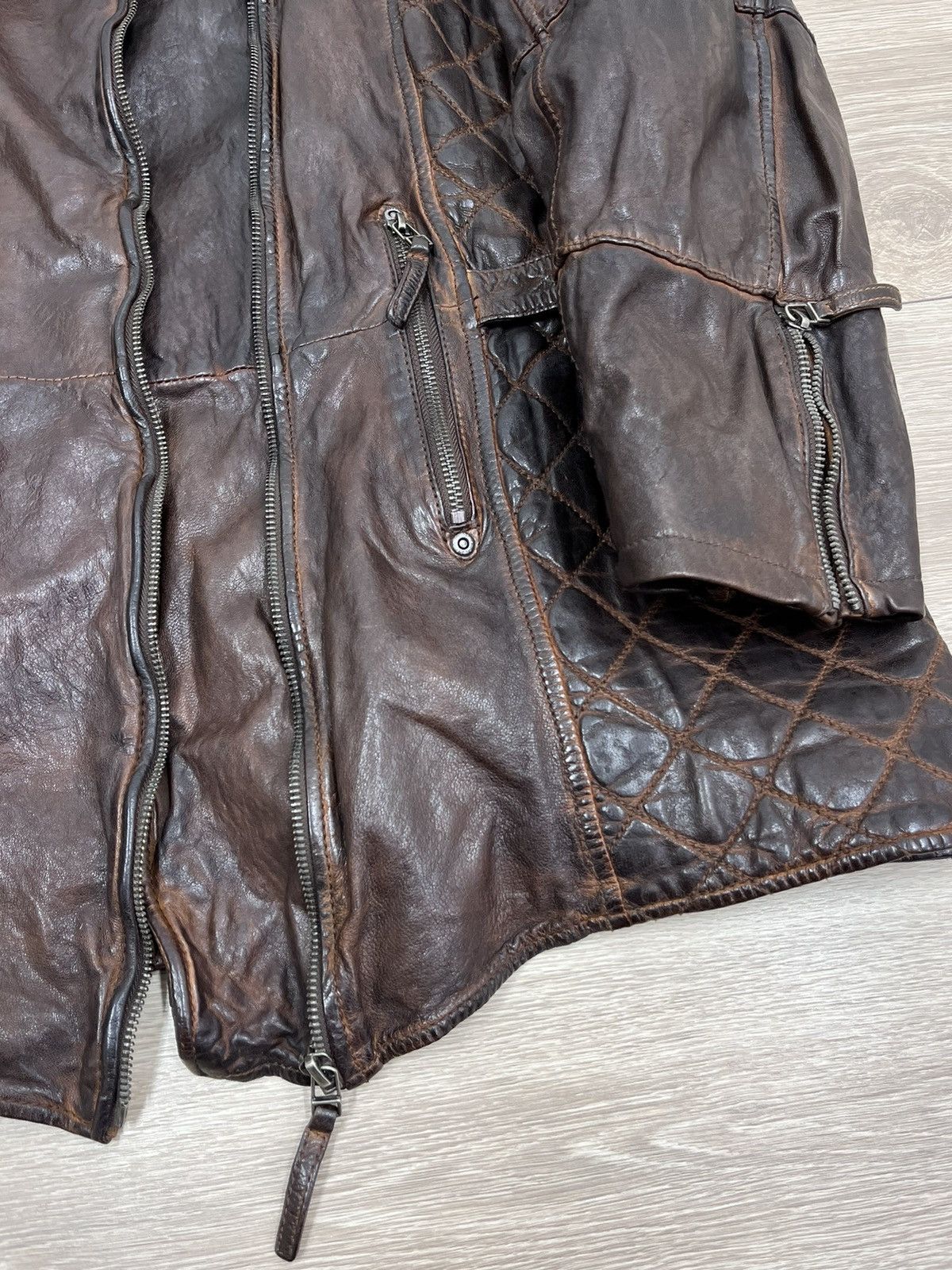 Gypsy Sheepskin Brown Leather Jacket Gipsy Distressed Size 6XL Size 4XL / US 24-26 - 10 Thumbnail
