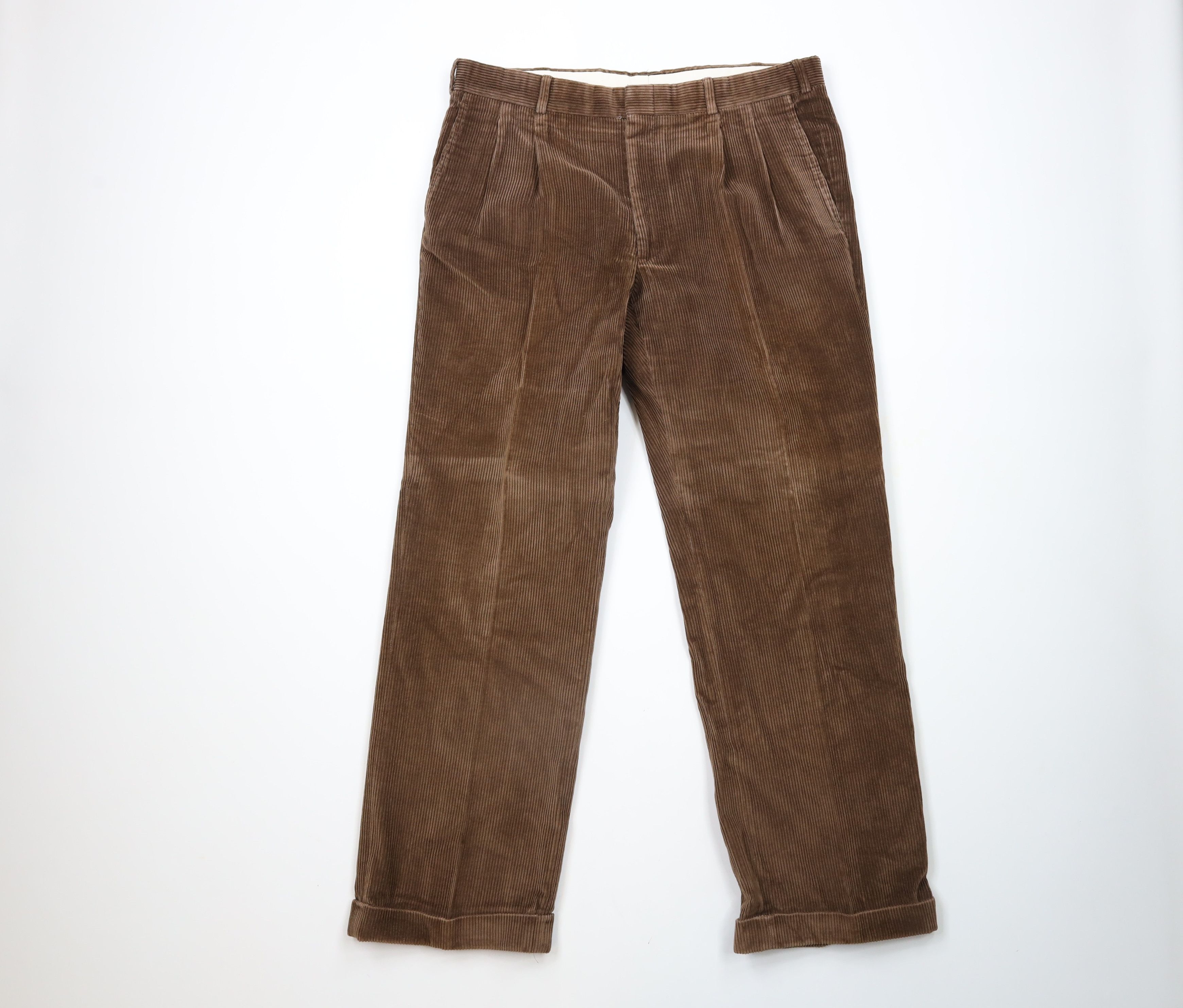 Lands' End × Vintage Vintage 90s Lands End Cuffed Wide Leg Corduroy Pants USA Size US 36 / EU 52 - 1 Thumbnail