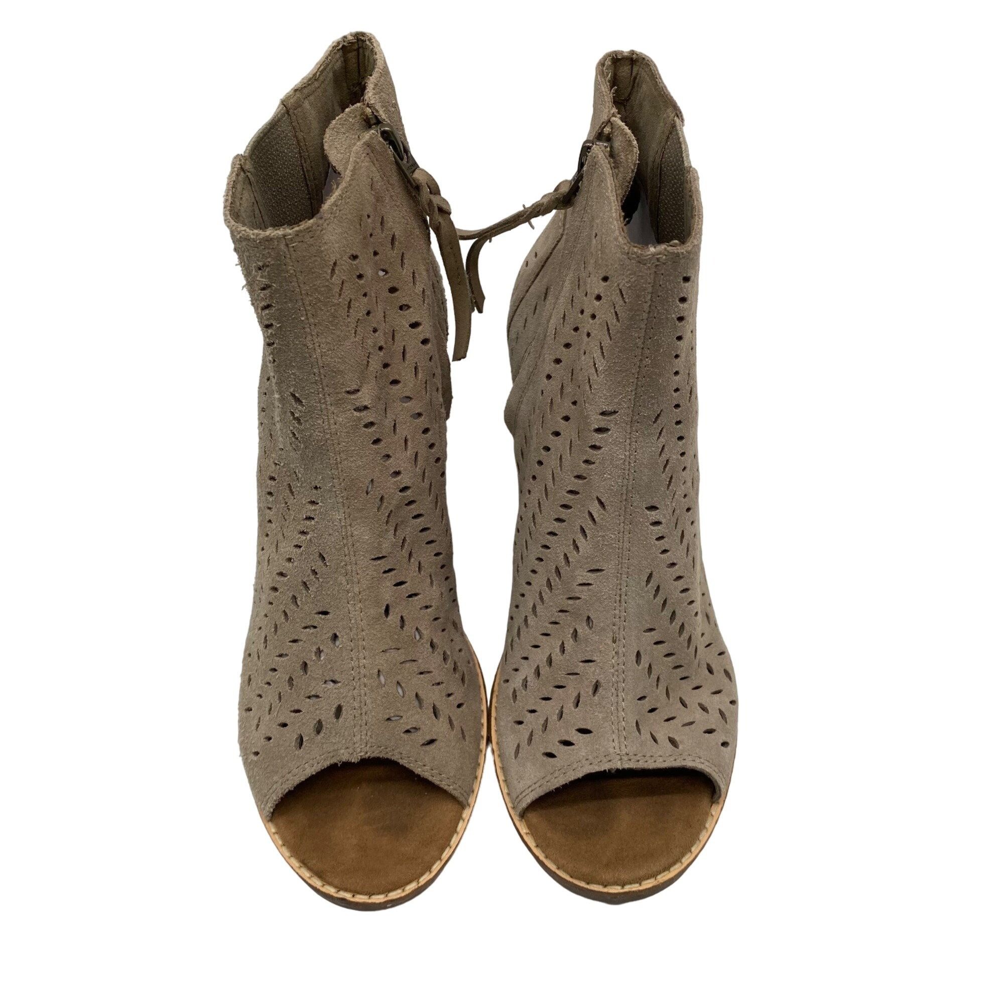 Toms Toms Desert Taupe Suede Majorca Heeled Peep toe ankle Boot W Size US 8 / IT 38 - 4 Thumbnail