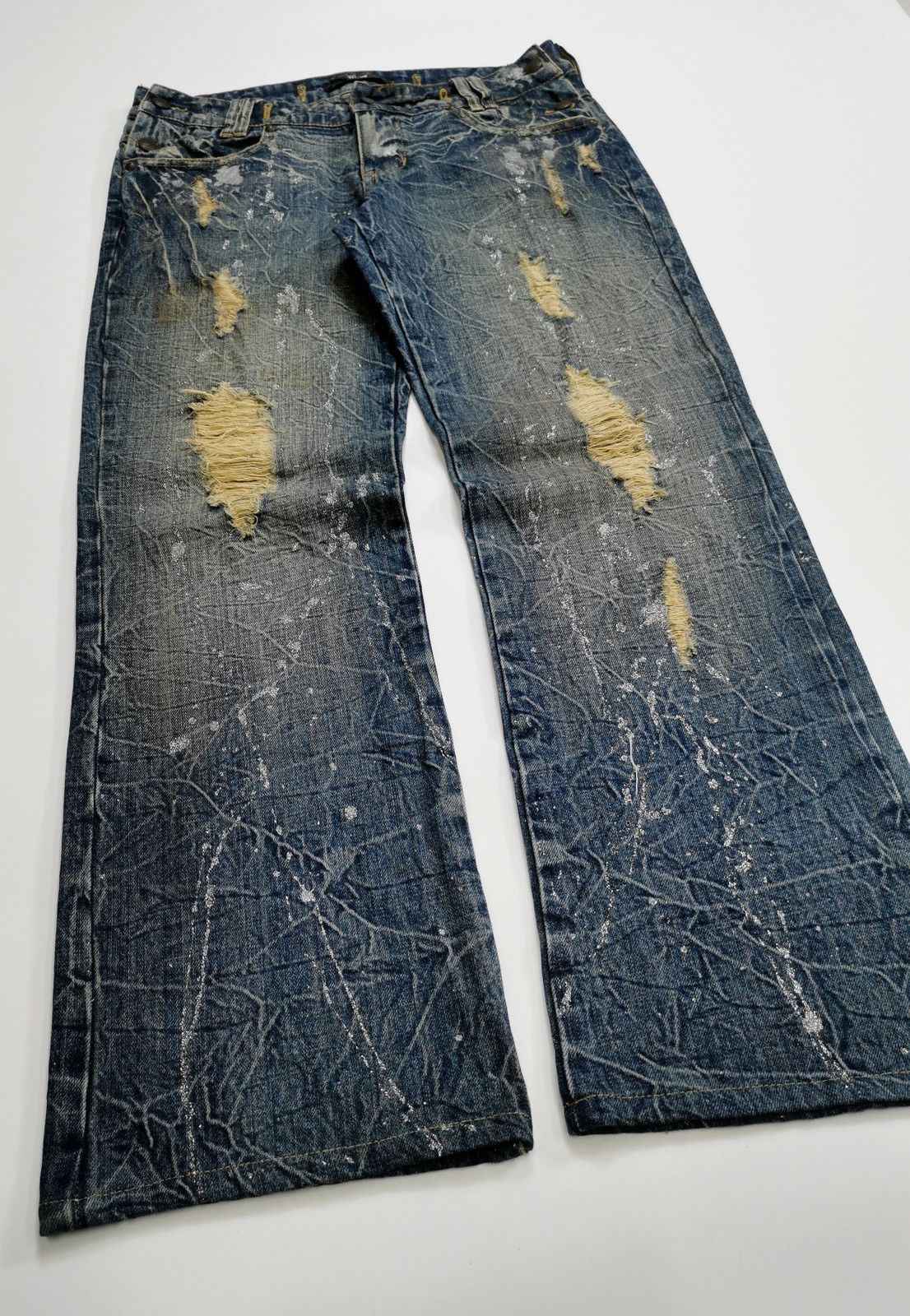 Tornado Mart Midas Japan Silver Paint Distressed Denim Jeans Size US 32 / EU 48 - 3 Thumbnail