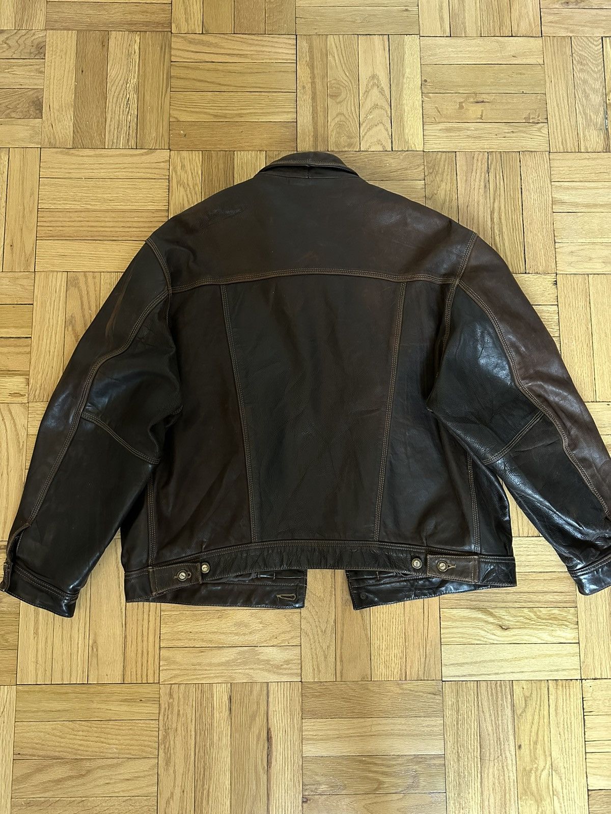 Other Redskin Leather Trucker Jacket rare heavy brown Size US XL / EU 56 / 4 - 3 Thumbnail