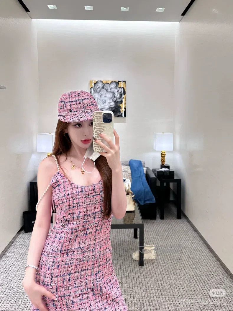 Chanel Chanel SizeM 23P pink woven tweed soft top hat Size ONE SIZE - 6 Thumbnail